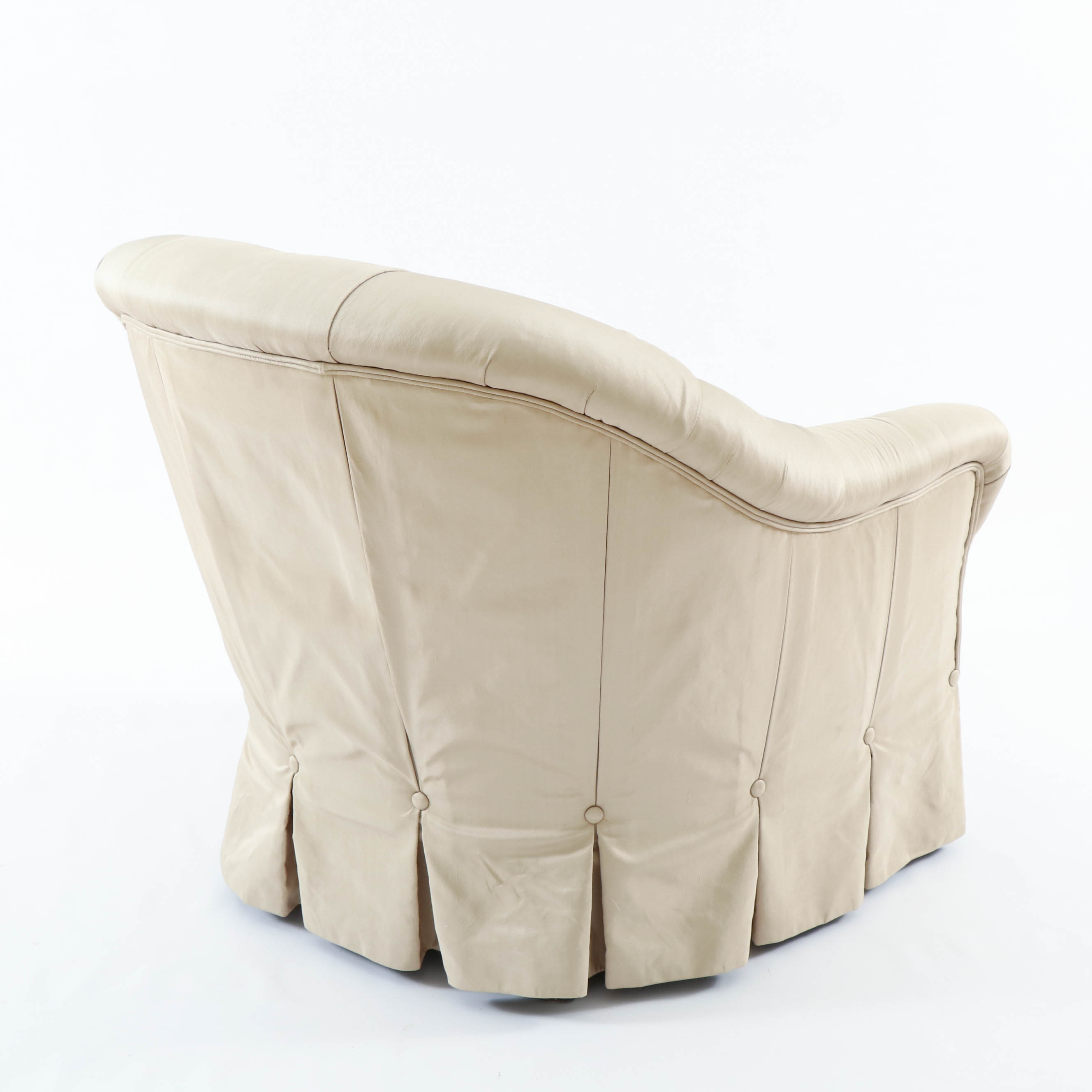 Dapha Silk Upholstered Button-Tufted Armchair with Embroidered Accent Pillow