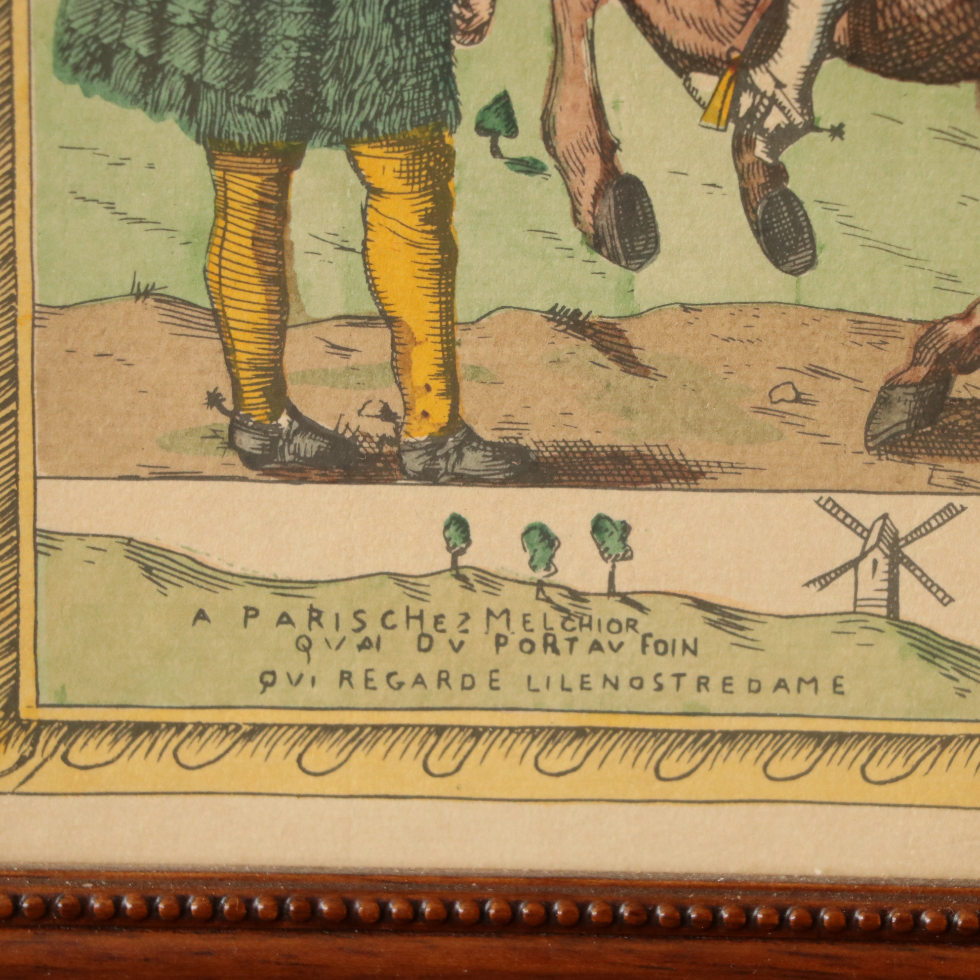 Hand-Color Lithograph Map of 16th Century Paris, France