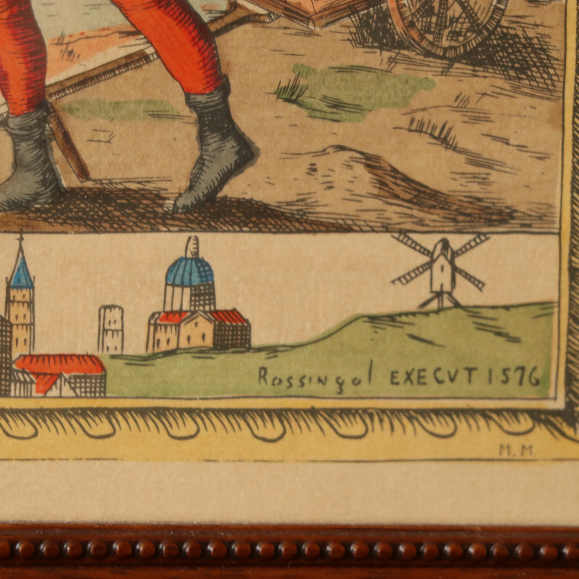 Hand-Color Lithograph Map of 16th Century Paris, France