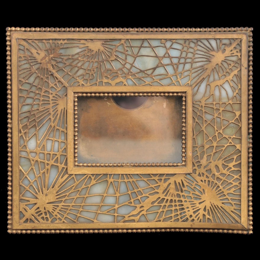 Tiffany Studios Bronze and Glass "Pine Needle" Calendar Frame