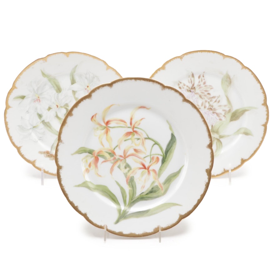 Jean Pouyat Limoges Hand-Painted Porcelain Plates, Late 19th/Early 20th C.