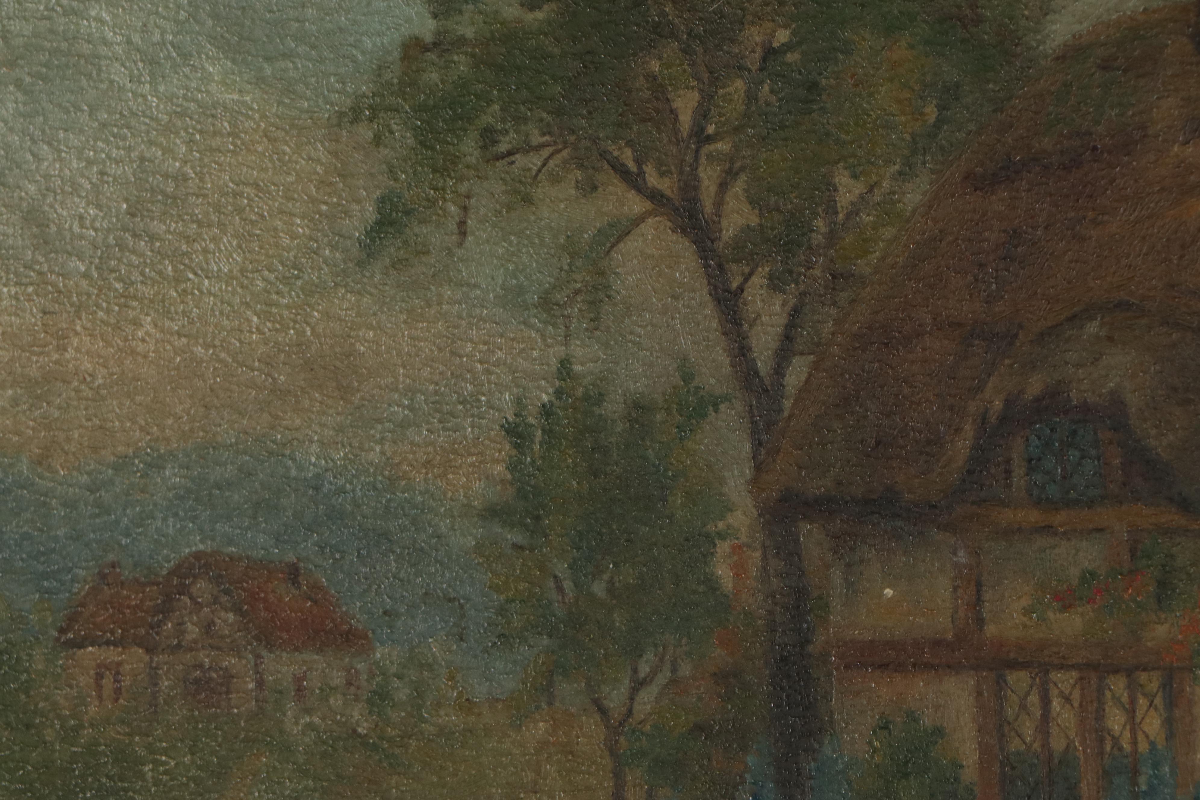 Mary Conrad Oil Painting of English Cottage and Garden