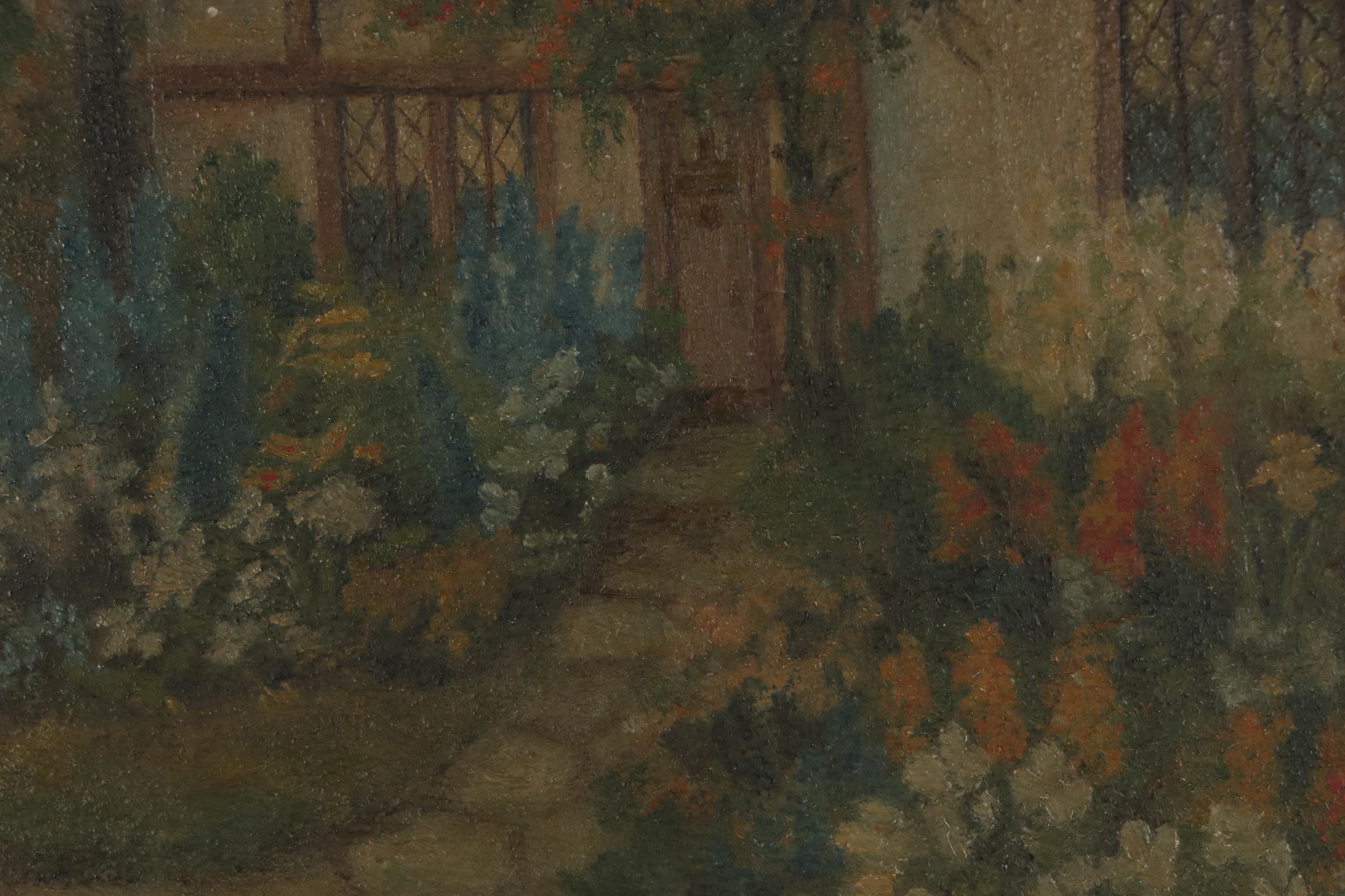 Mary Conrad Oil Painting of English Cottage and Garden