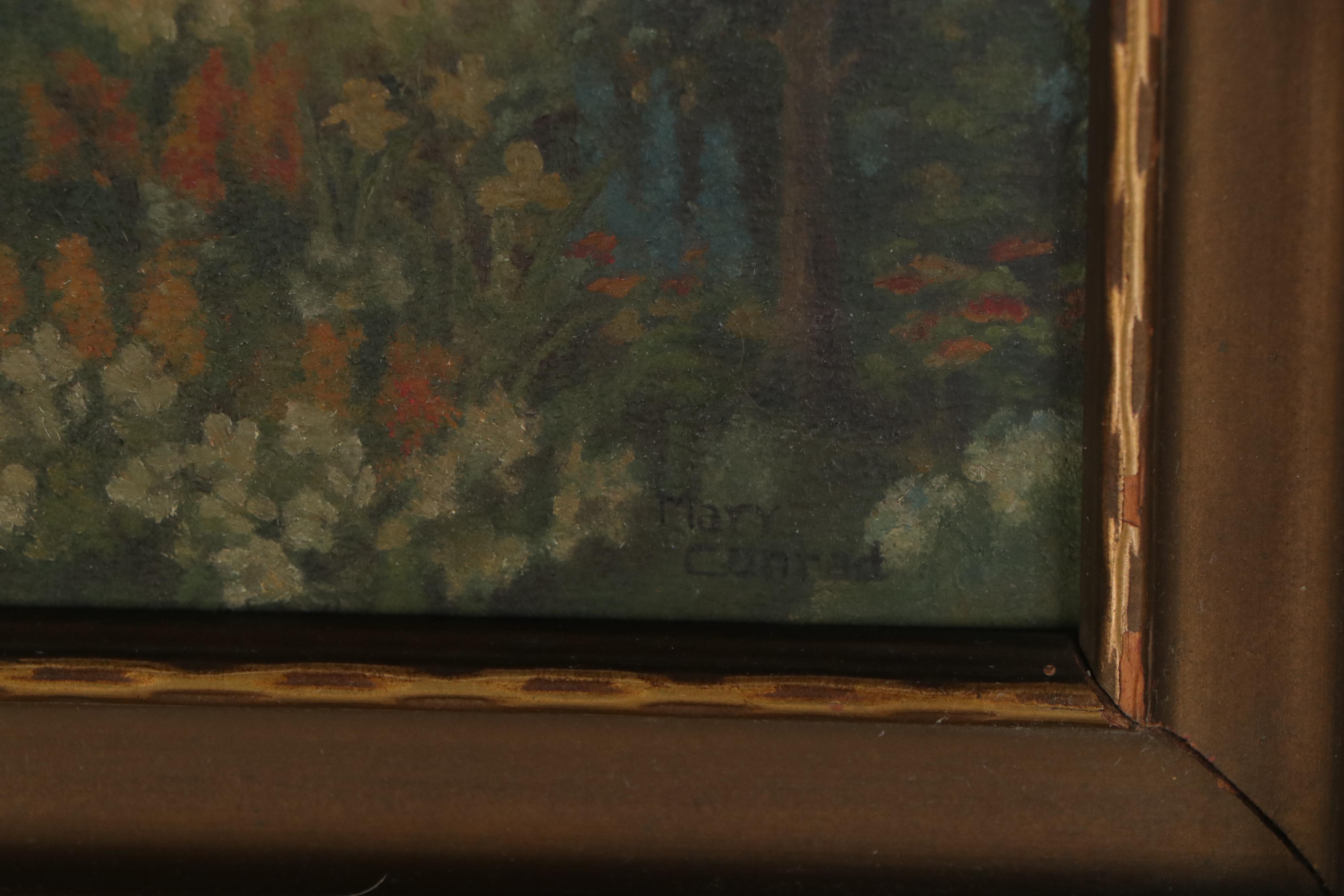 Mary Conrad Oil Painting of English Cottage and Garden