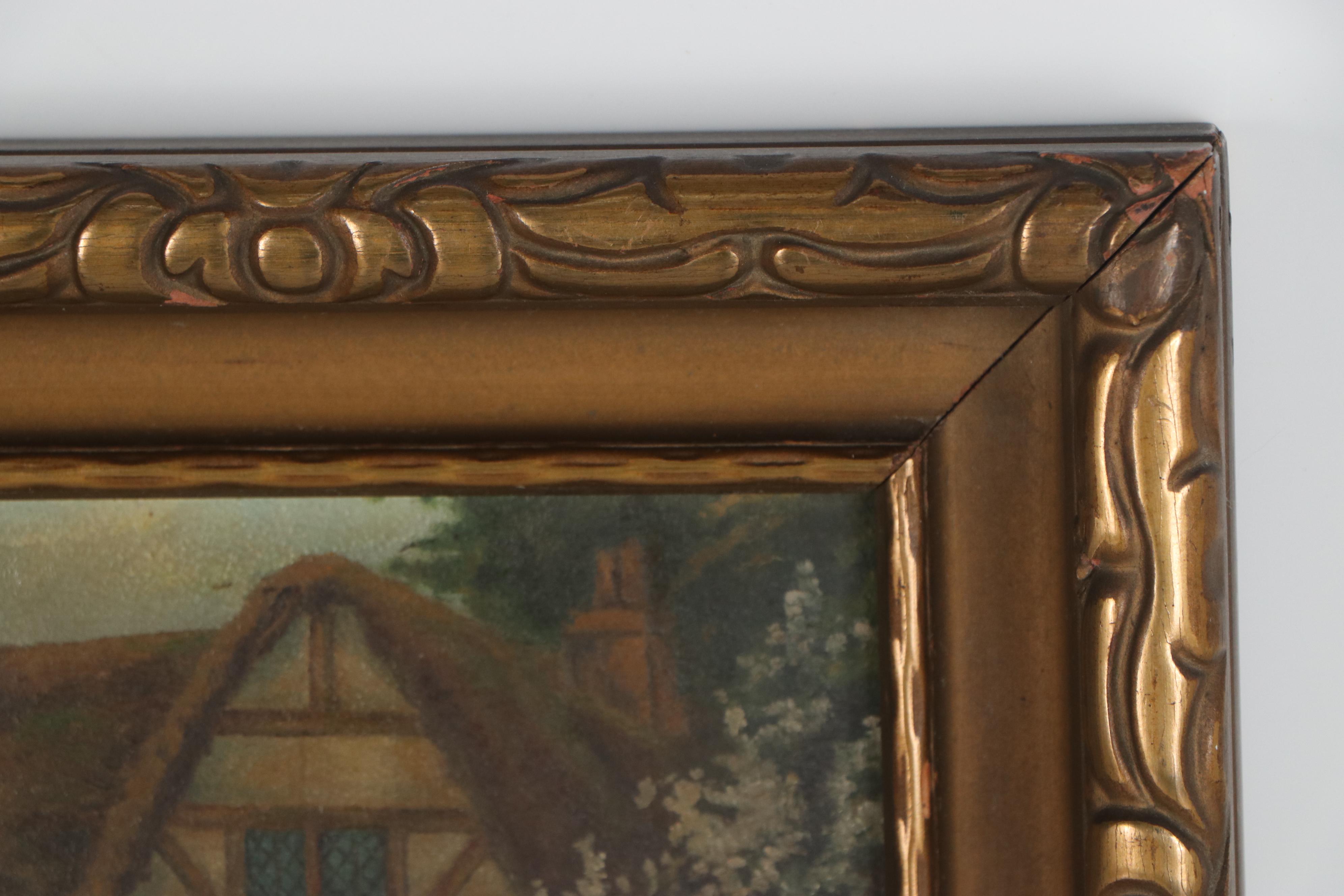 Mary Conrad Oil Painting of English Cottage and Garden