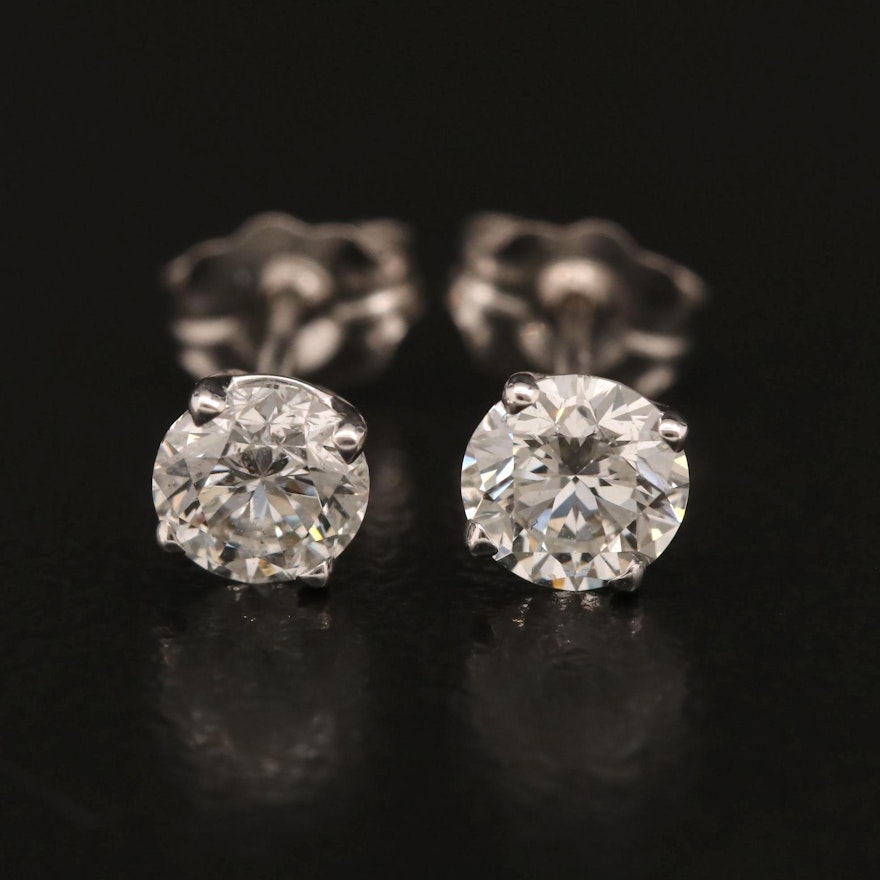 14K 0.73 CTW Diamond Stud Earrings with GIA Report