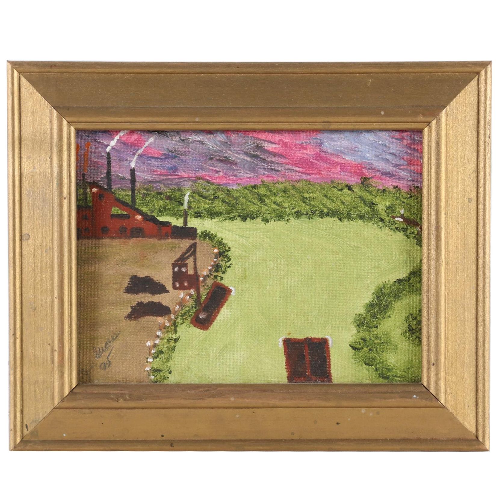 John Graves Folk Art Oil Painting of a Mill, 1995