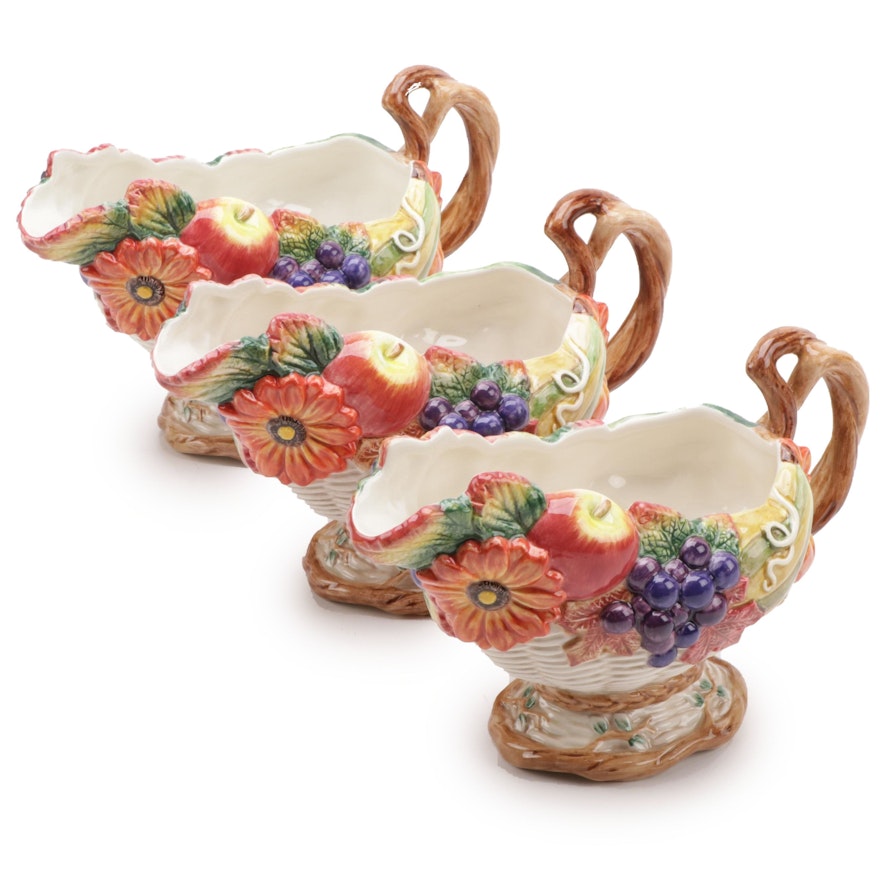 Fitz and Floyd "Autumn Bounty" Ceramic Gravy Boats, 1996–1999