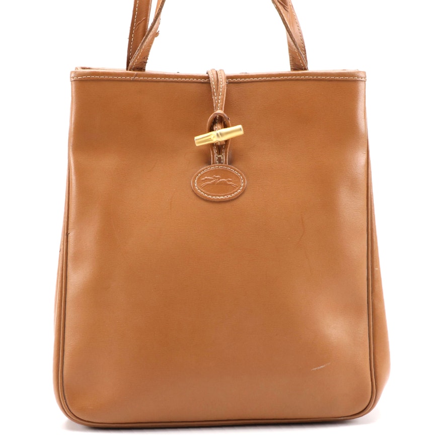 Longchamp Light Brown Leather Bucket Bag