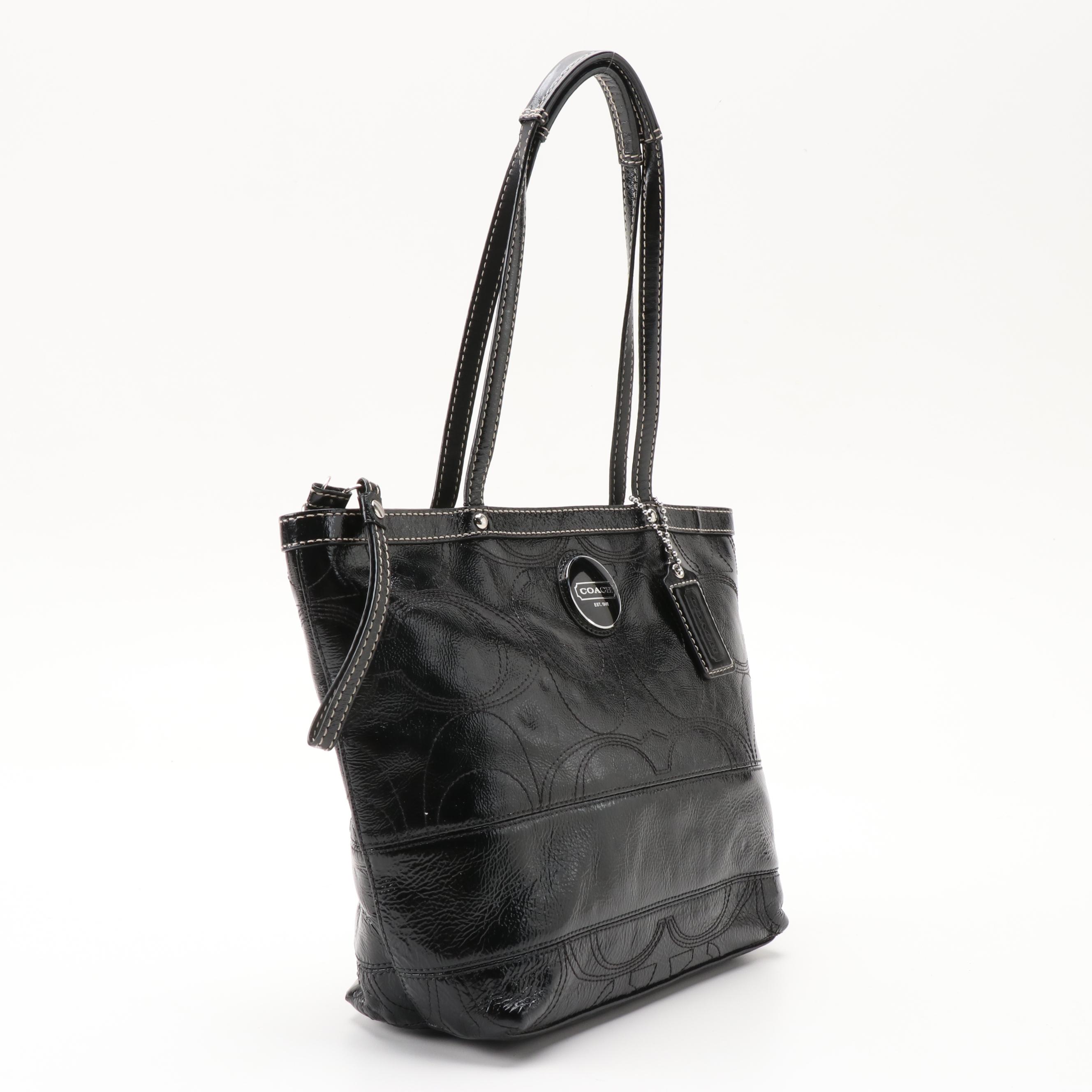 Tory Burch and Coach Black Shoulder Tote Bags