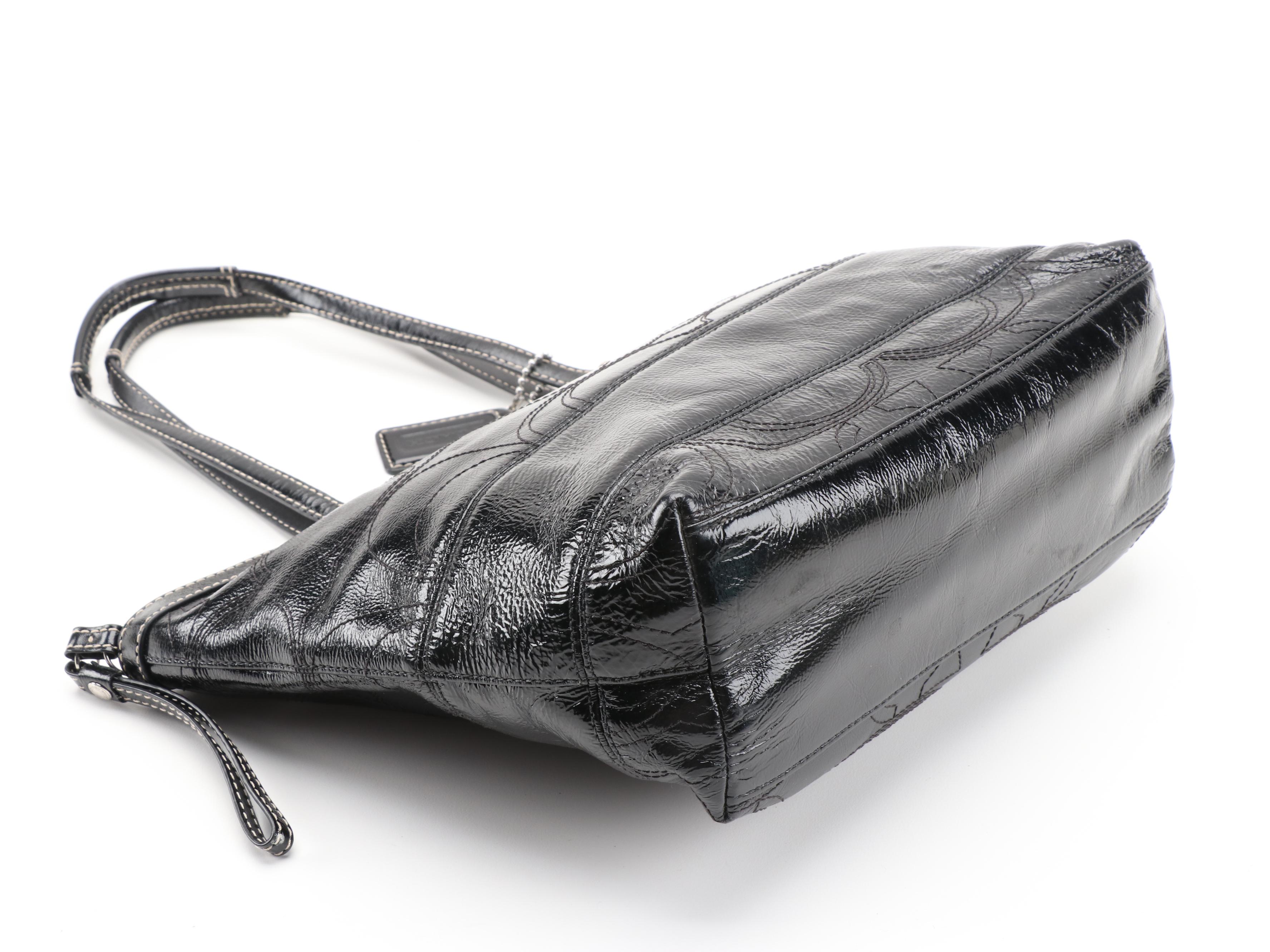 Tory Burch and Coach Black Shoulder Tote Bags