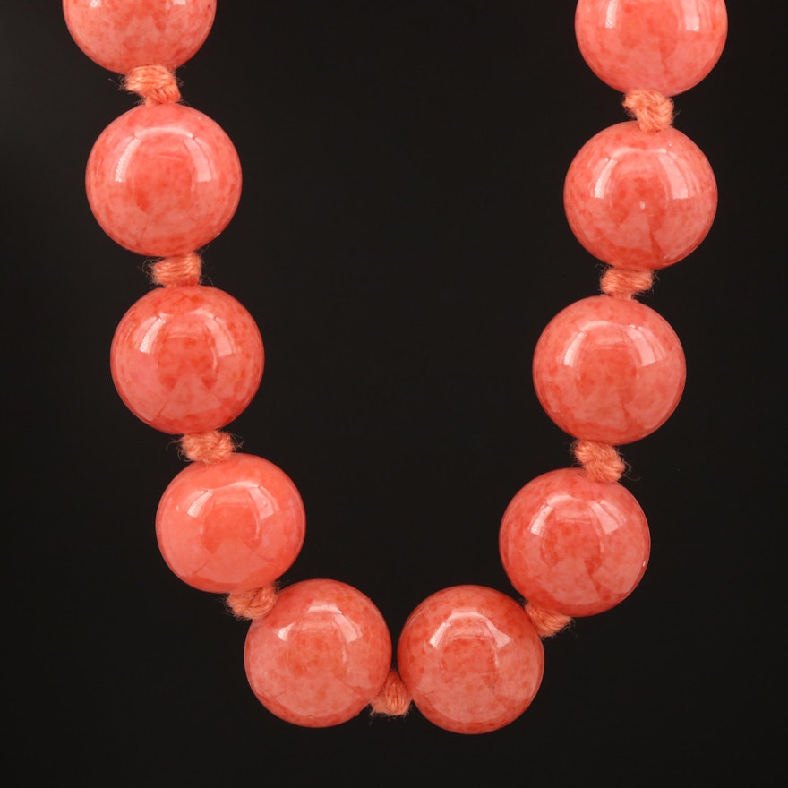 Pink Glass Bead Necklace