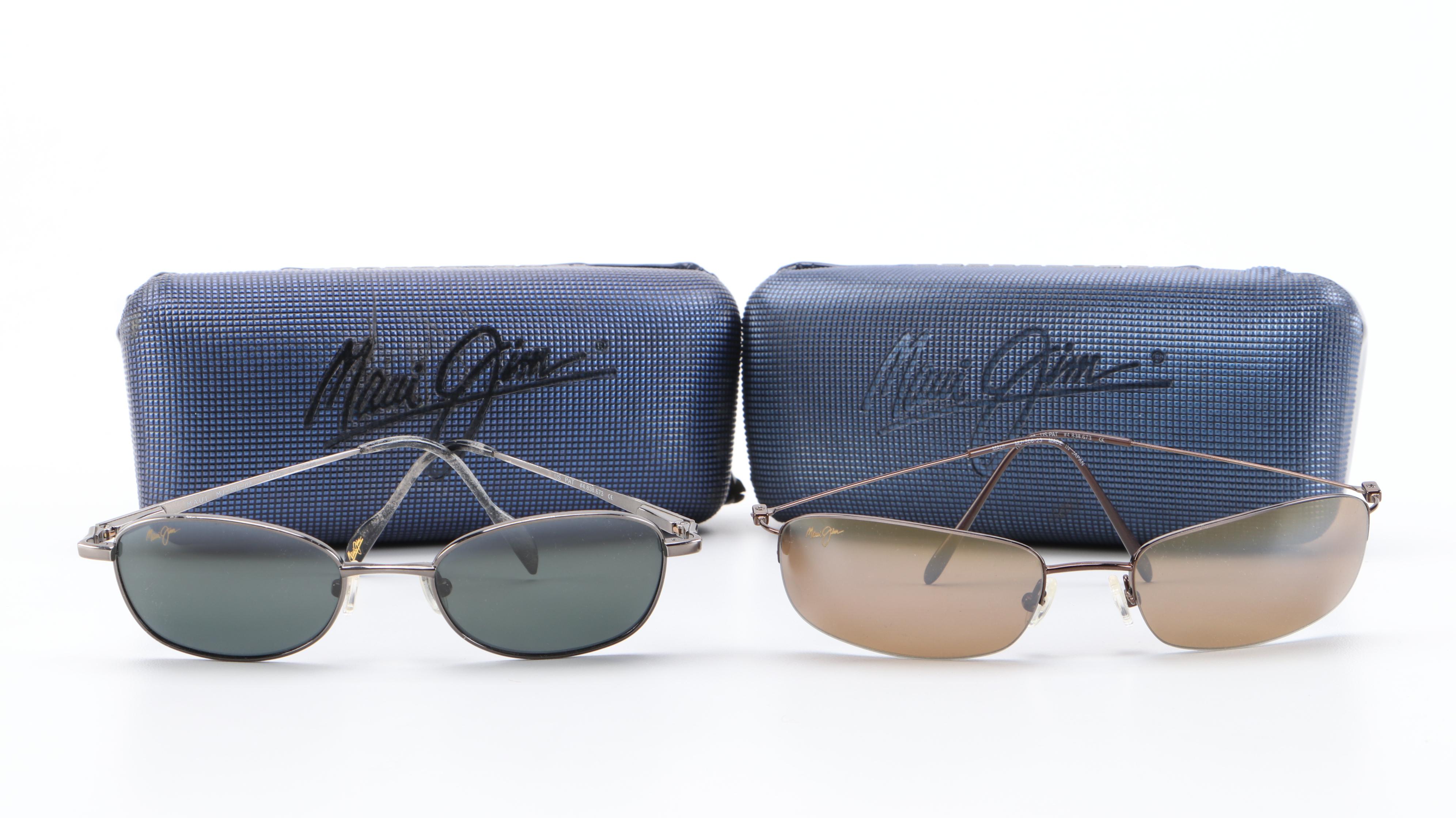 Maui Jim Titanium Windward and Beachcomber Sunglasses with Cases