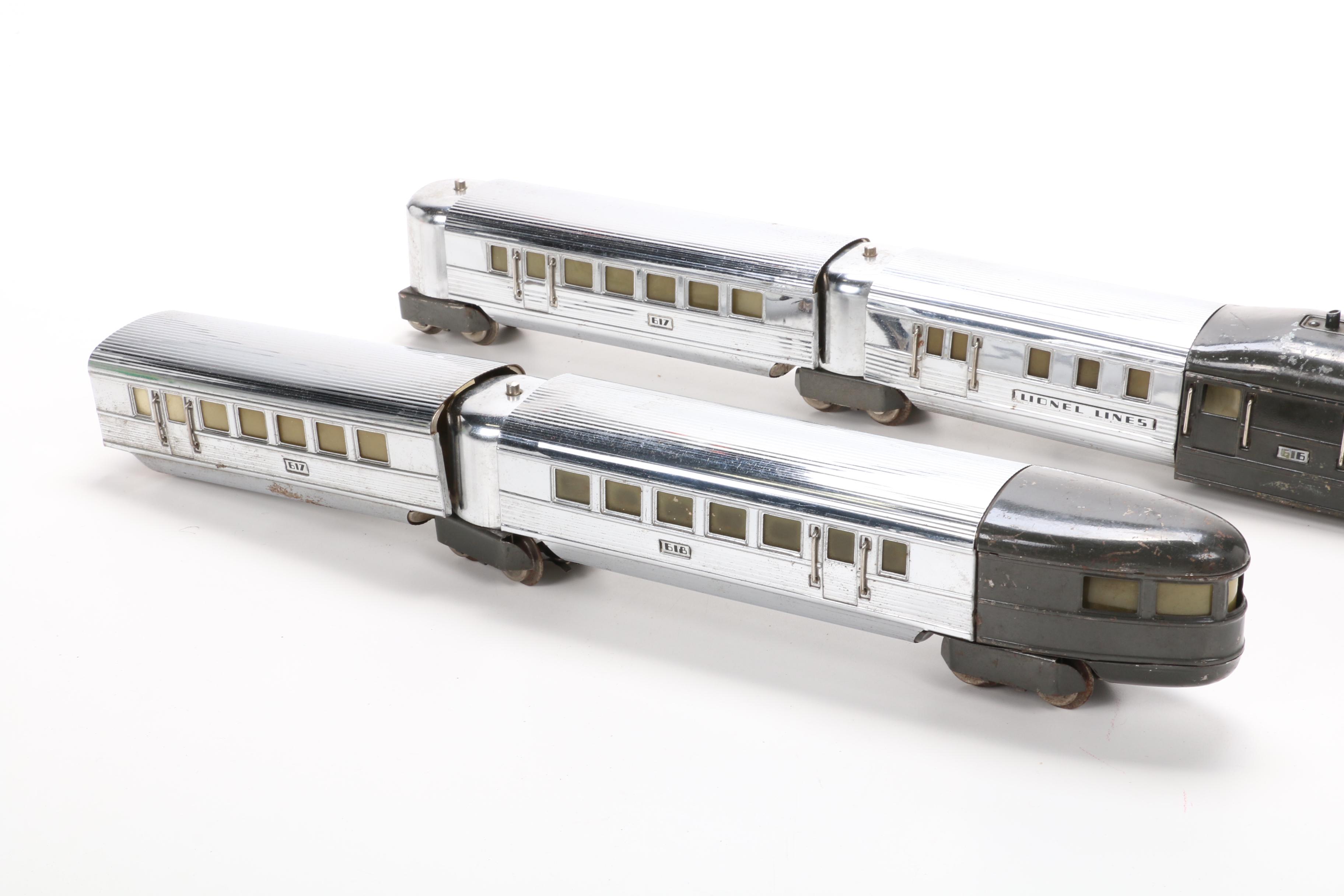 Lionel Prewar O Scale Chrome Flying Yankee Passenger Train, Mid-20th Century