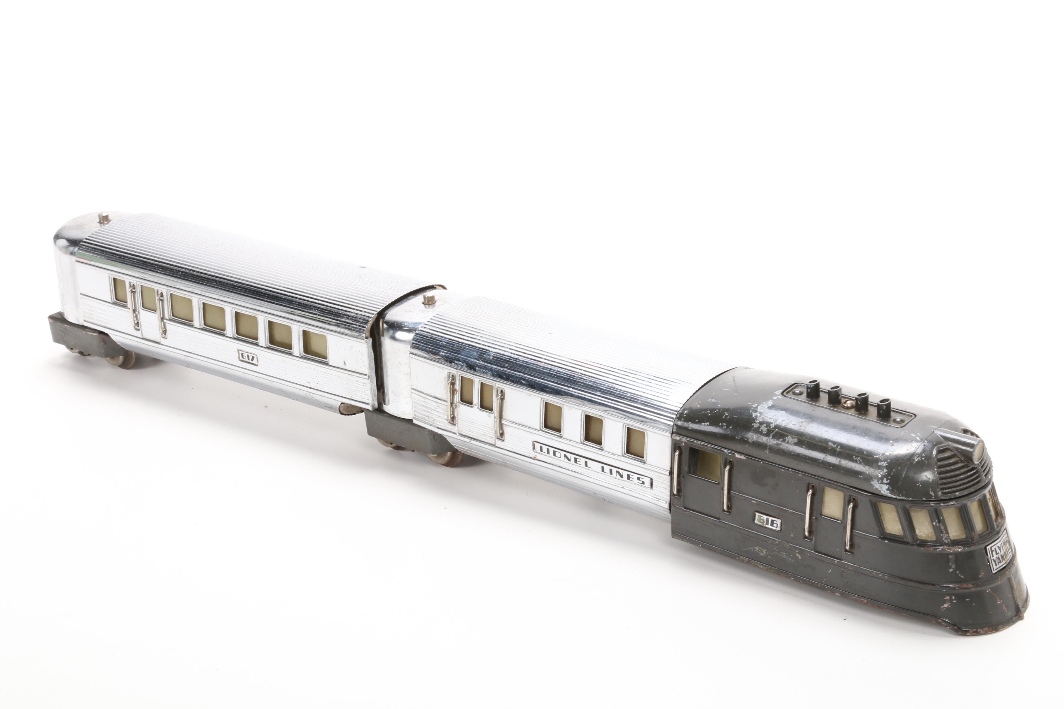 Lionel Prewar O Scale Chrome Flying Yankee Passenger Train, Mid-20th Century