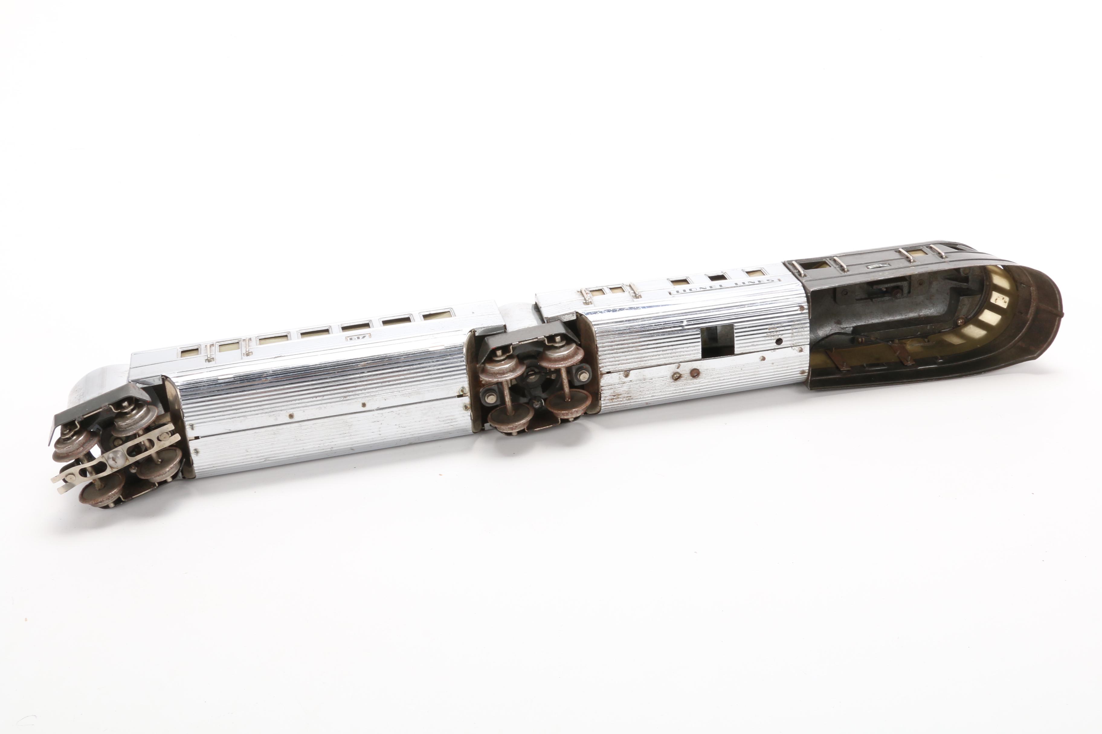 Lionel Prewar O Scale Chrome Flying Yankee Passenger Train, Mid-20th Century