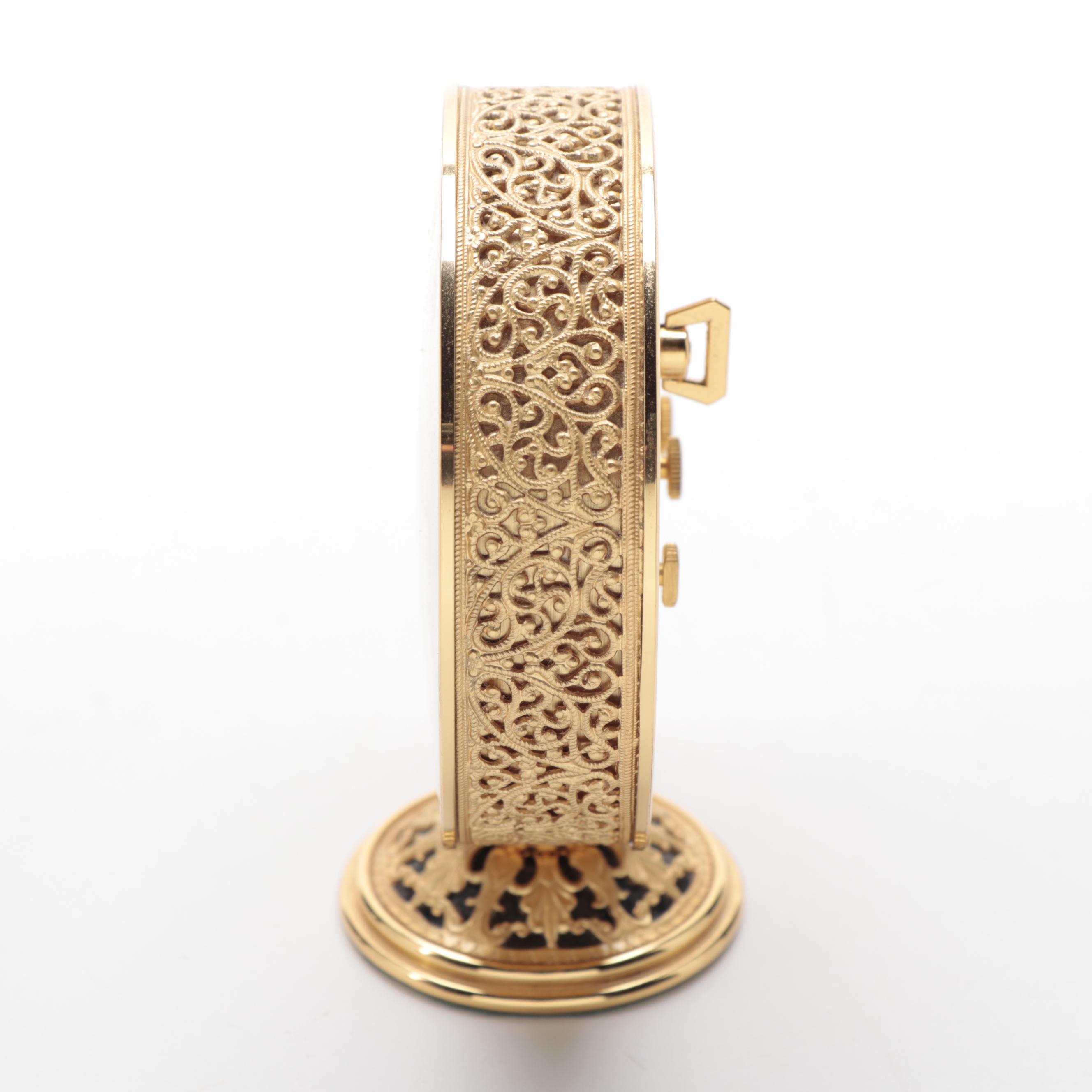 Jaeger-LeCoultre "Recital" 8 Day Gilt Alarm Clock, Mid-20th Century