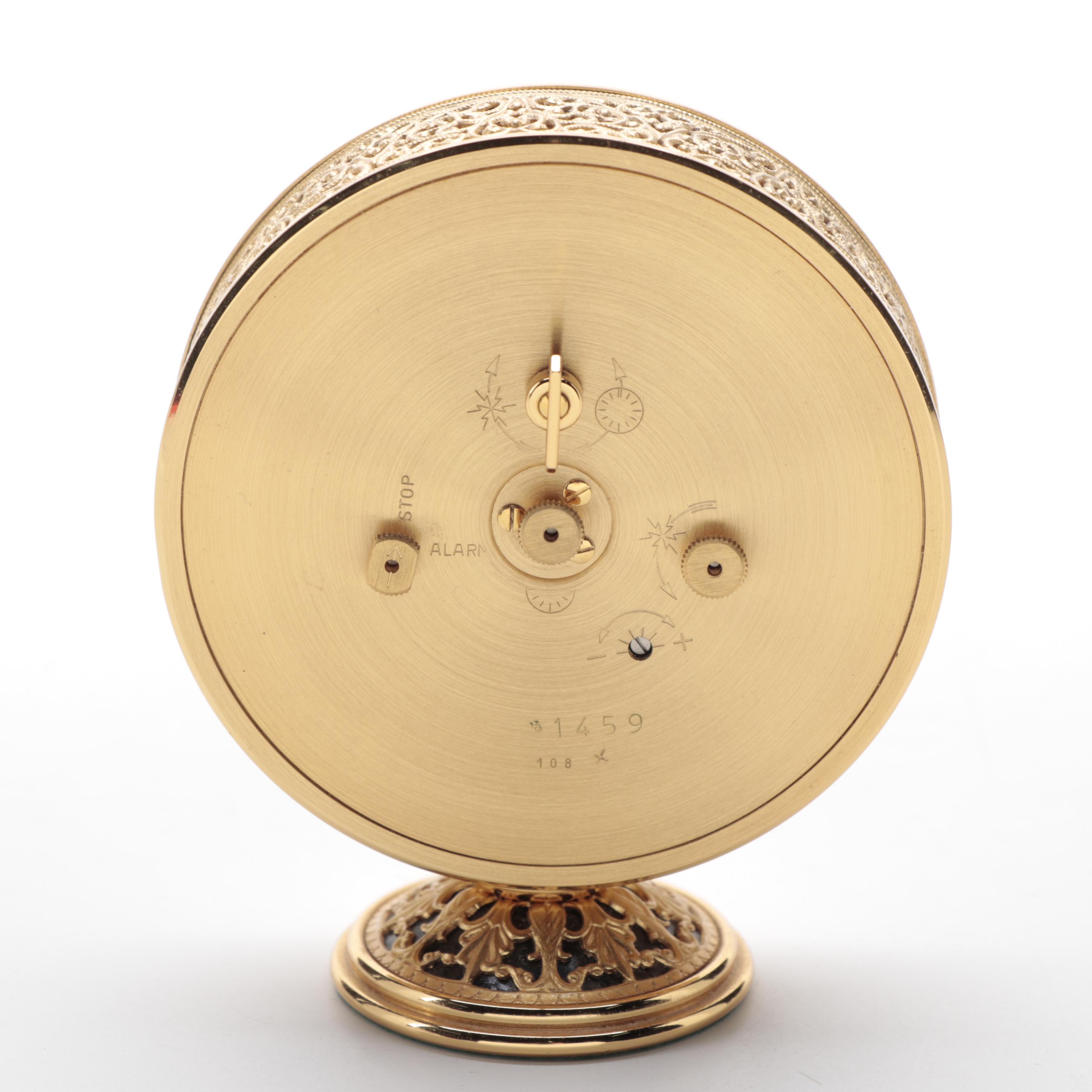 Jaeger-LeCoultre "Recital" 8 Day Gilt Alarm Clock, Mid-20th Century
