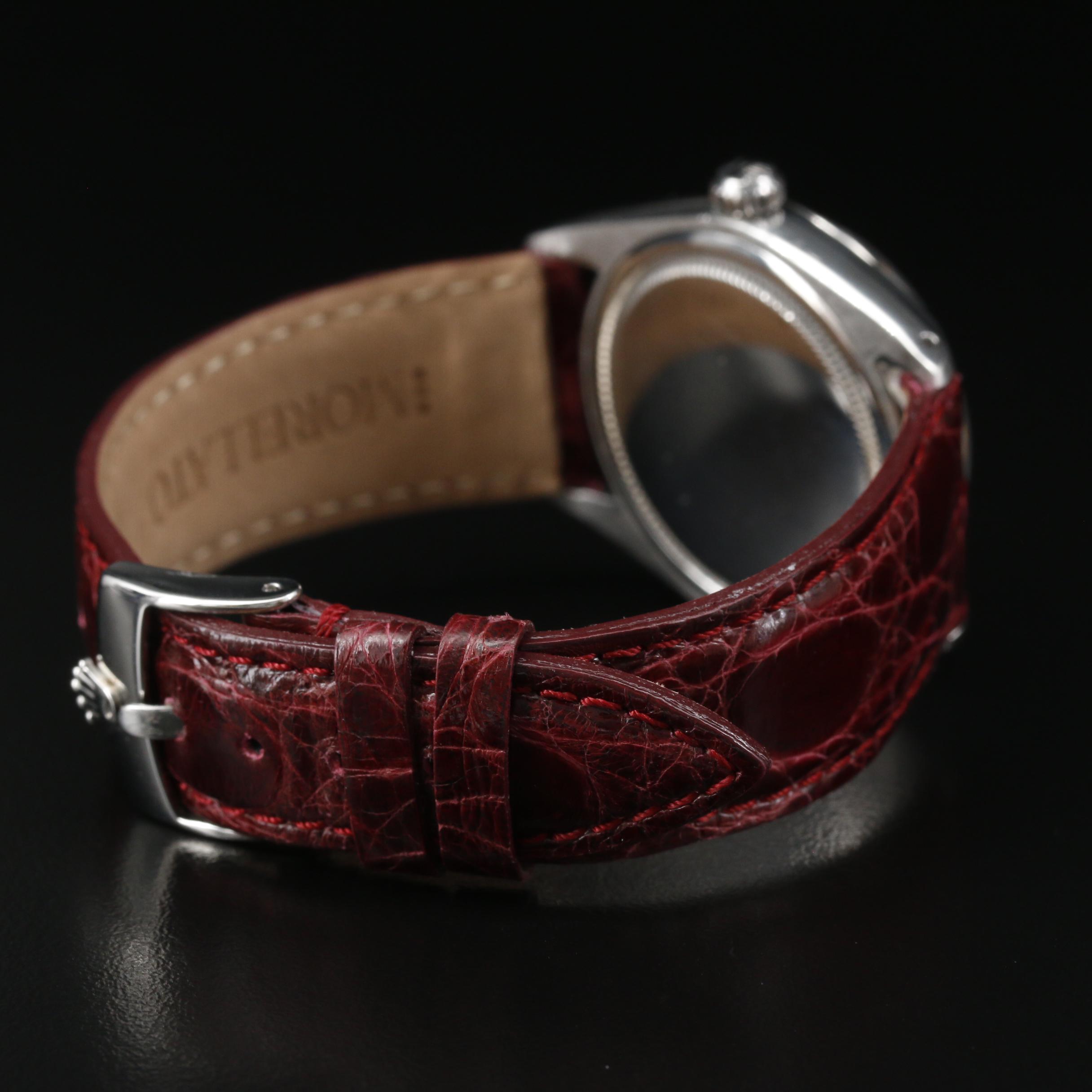 1964 Rolex Oysterdate Precision Stainless Steel and Diamond Stem Wind Watch