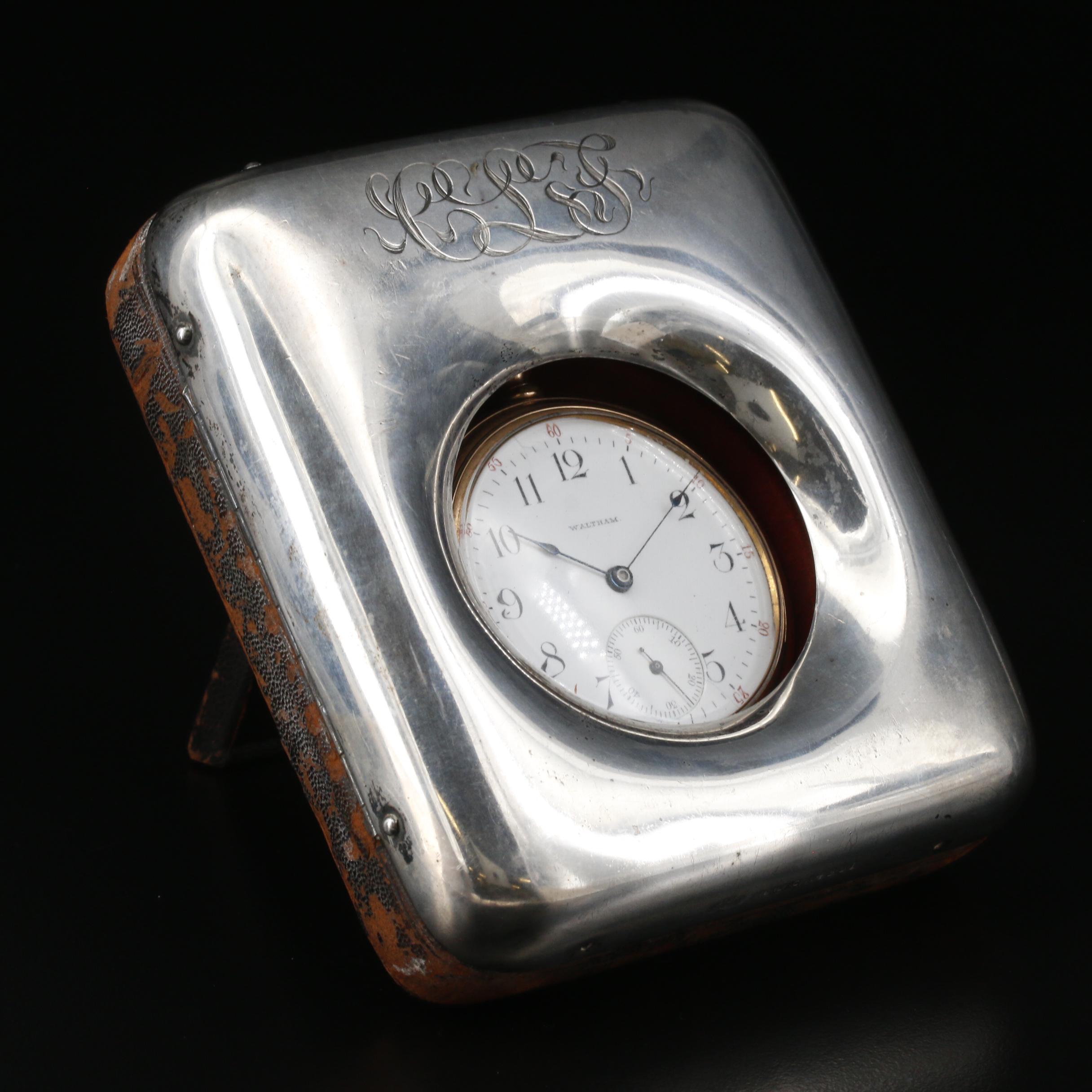 1901 Waltham Pocket Watch in Sterling Silver Case Top Case