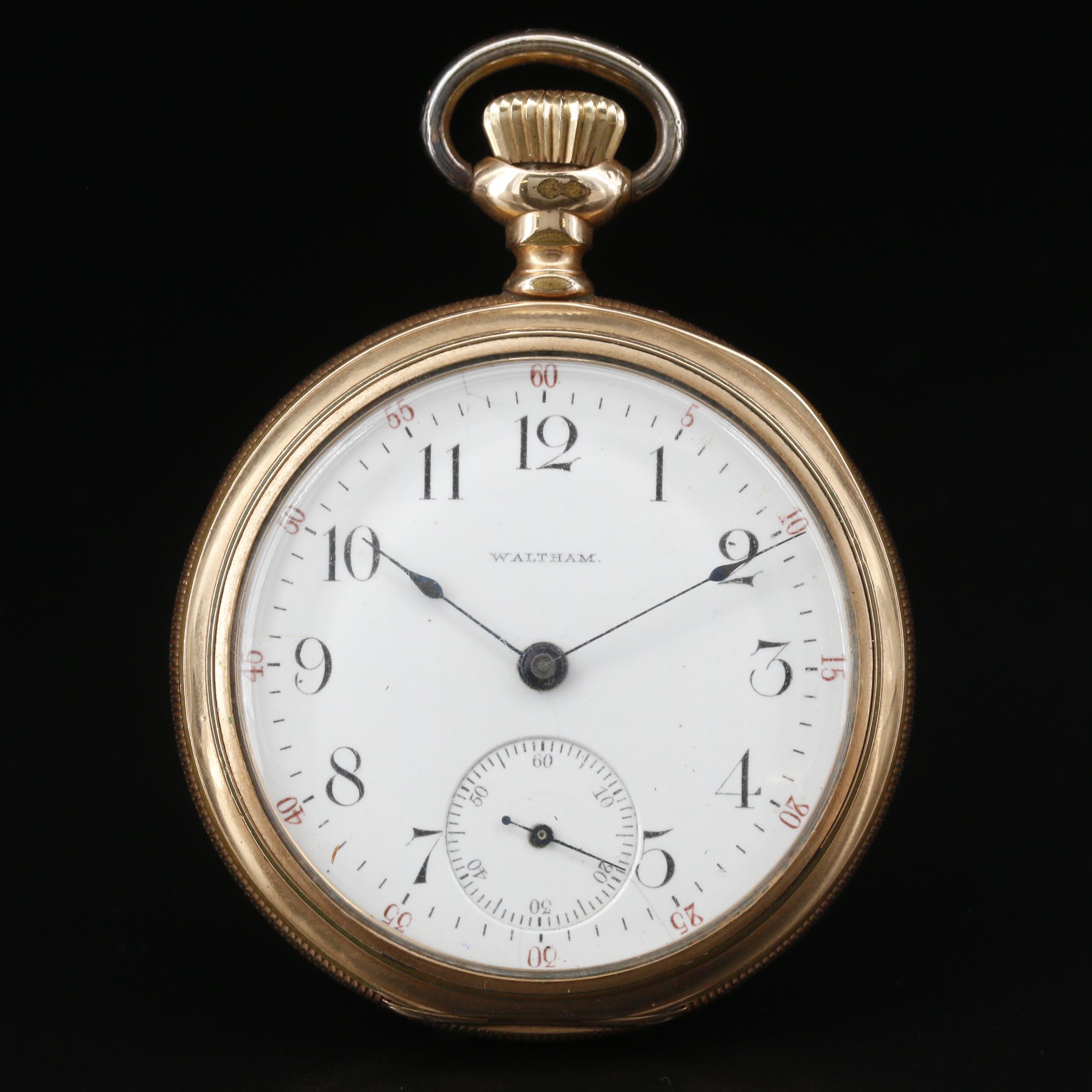 1901 Waltham Pocket Watch in Sterling Silver Case Top Case