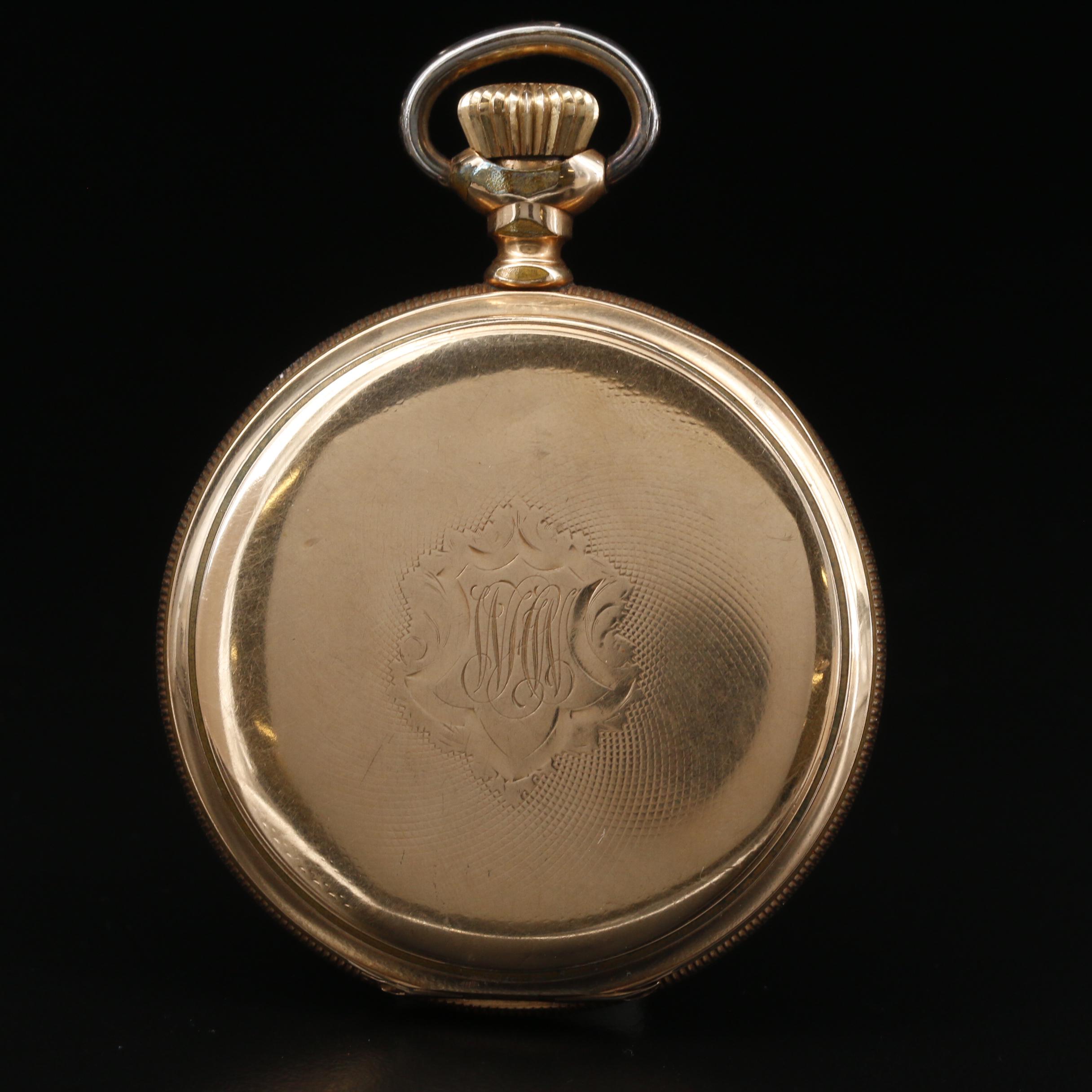 1901 Waltham Pocket Watch in Sterling Silver Case Top Case
