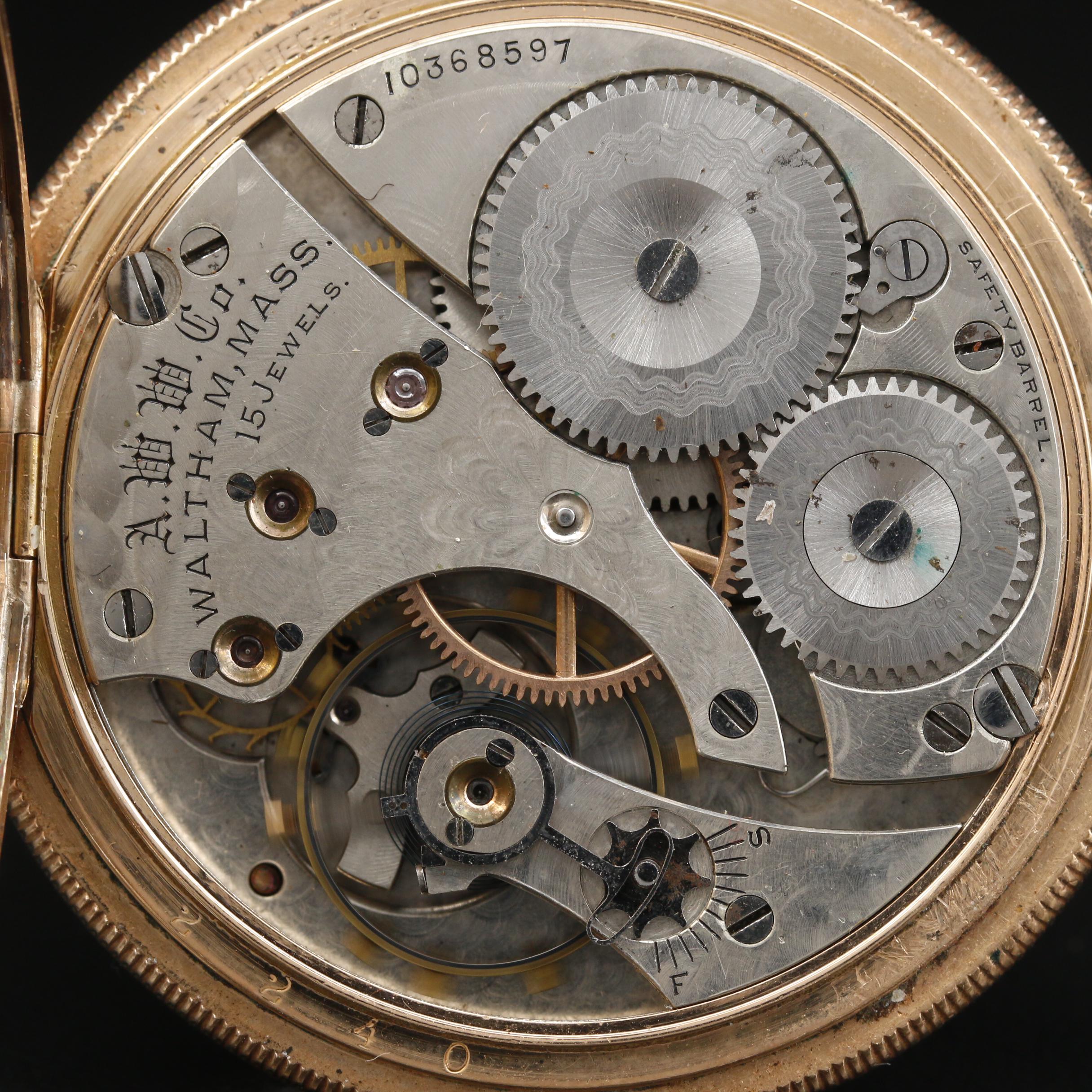 1901 Waltham Pocket Watch in Sterling Silver Case Top Case