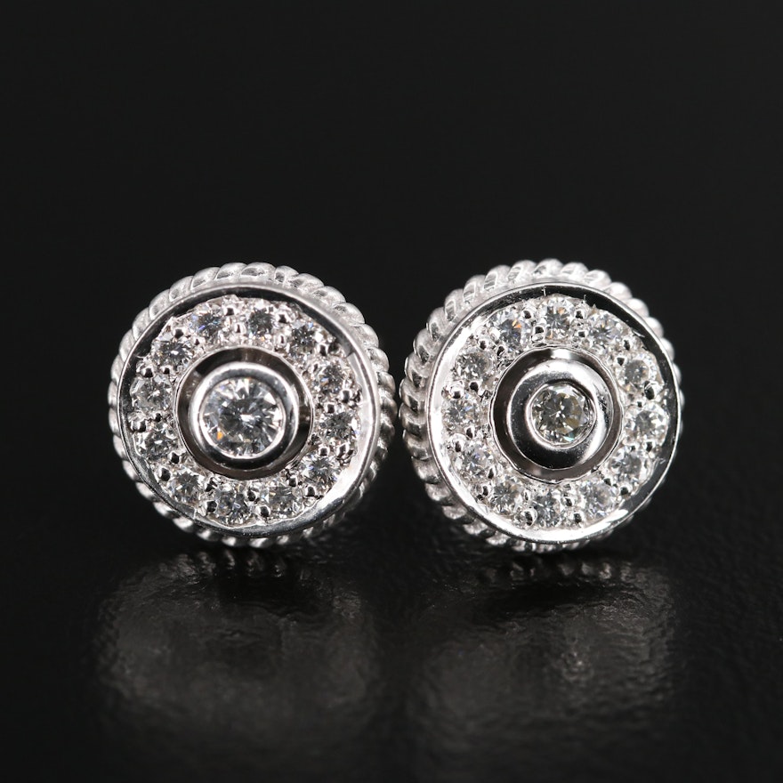 18K Diamond Button Earrings