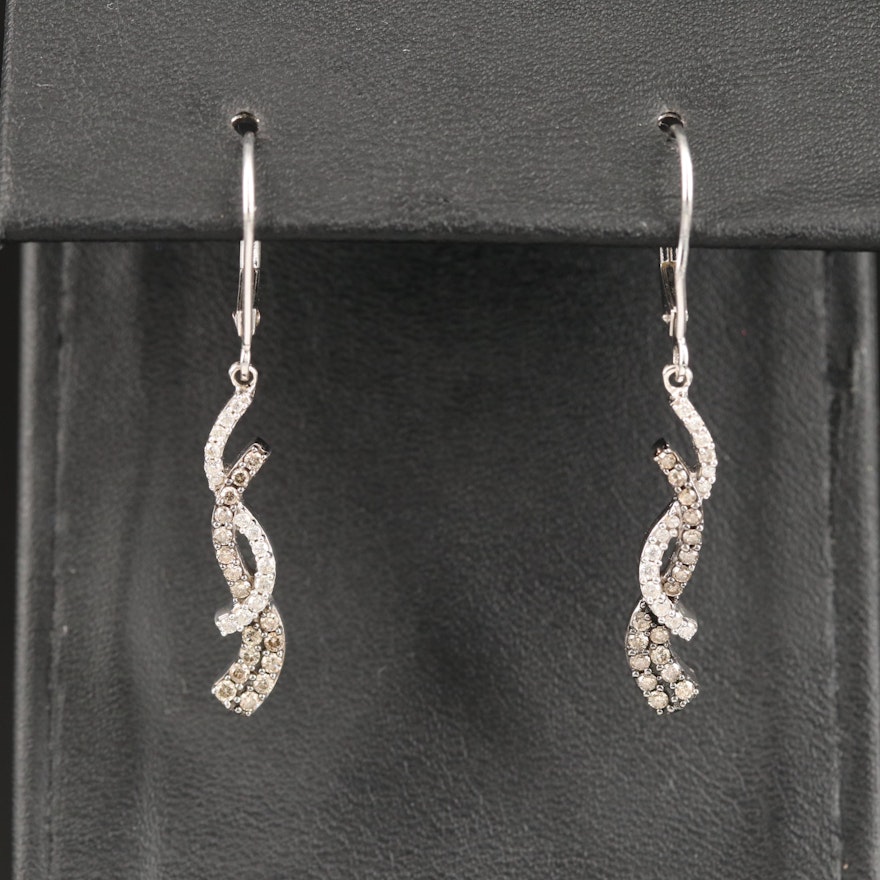 14K Diamond Twist Dangle Earrings