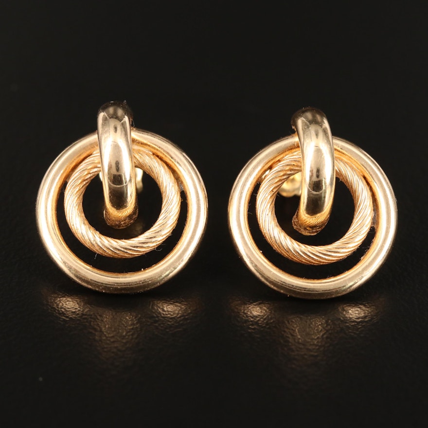 14K Concentric Circle Earrings