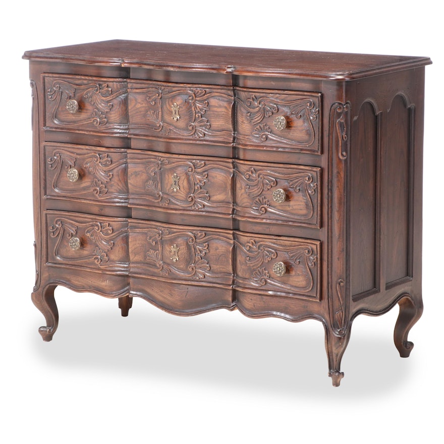 Henredon "Four Centuries" French Provincial Style Oak Serpentine-Front Commode