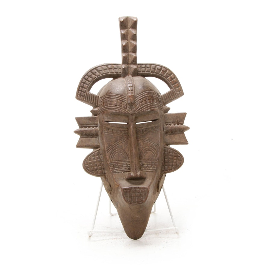 Senufo Inspired Carved Wooden Mask, West Africa