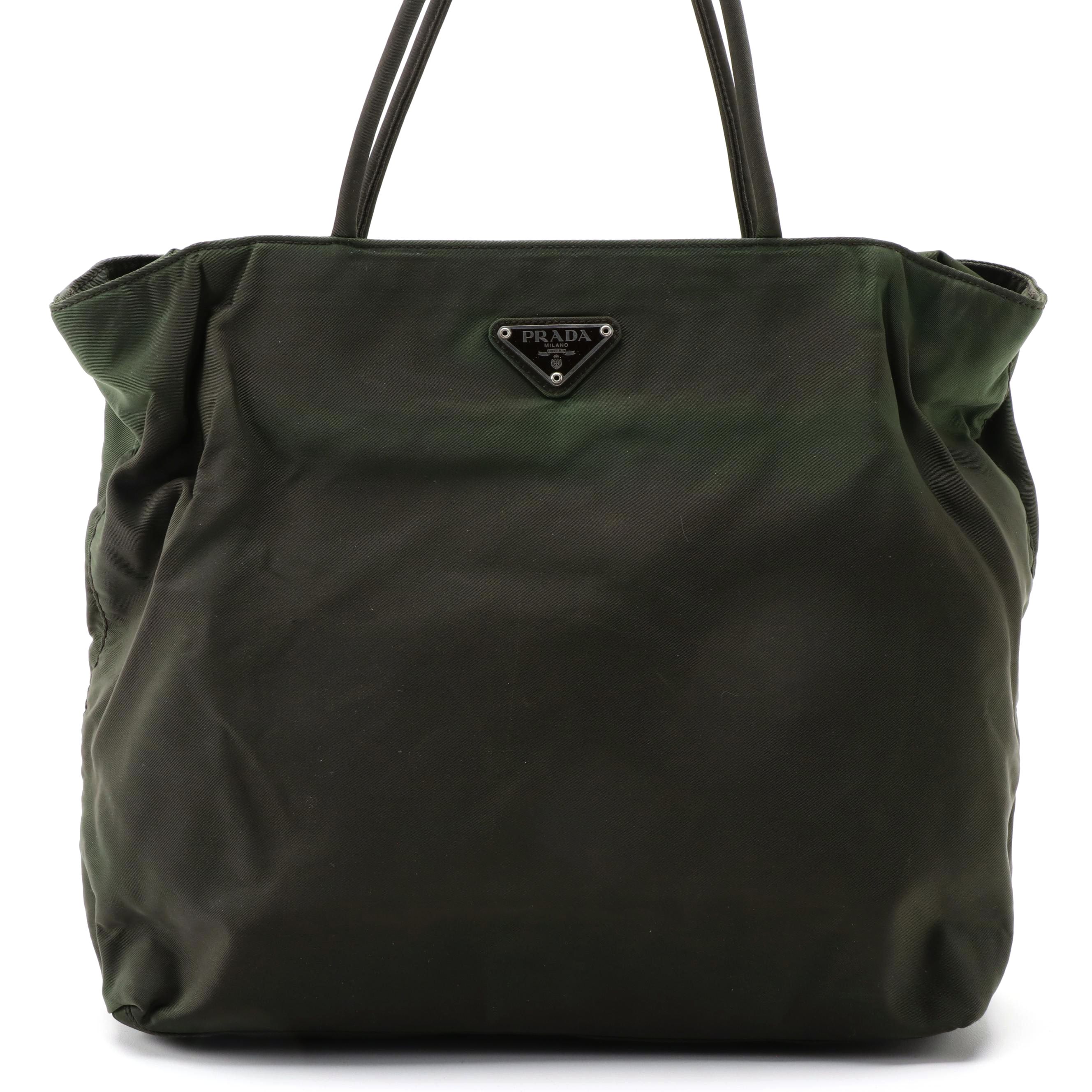 Prada Green Tessuto Nylon Tote Bag