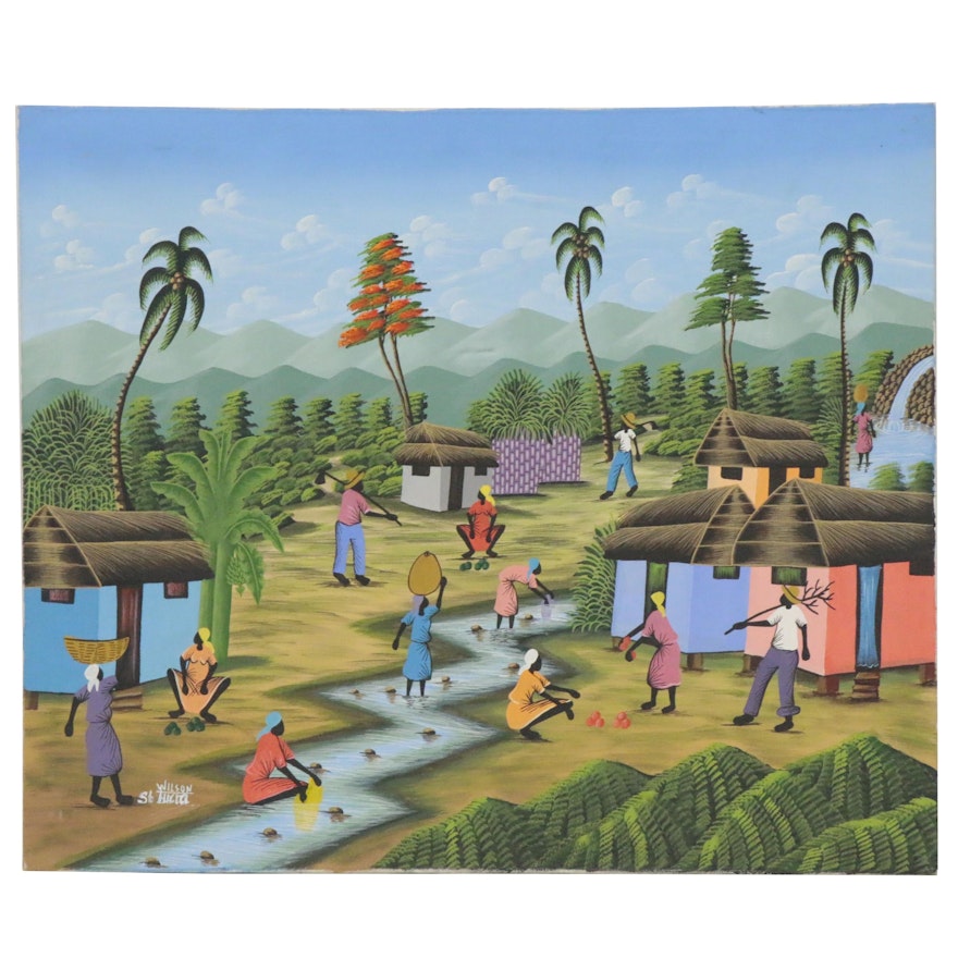 St. Lucian Folk Art Acrylic Painting