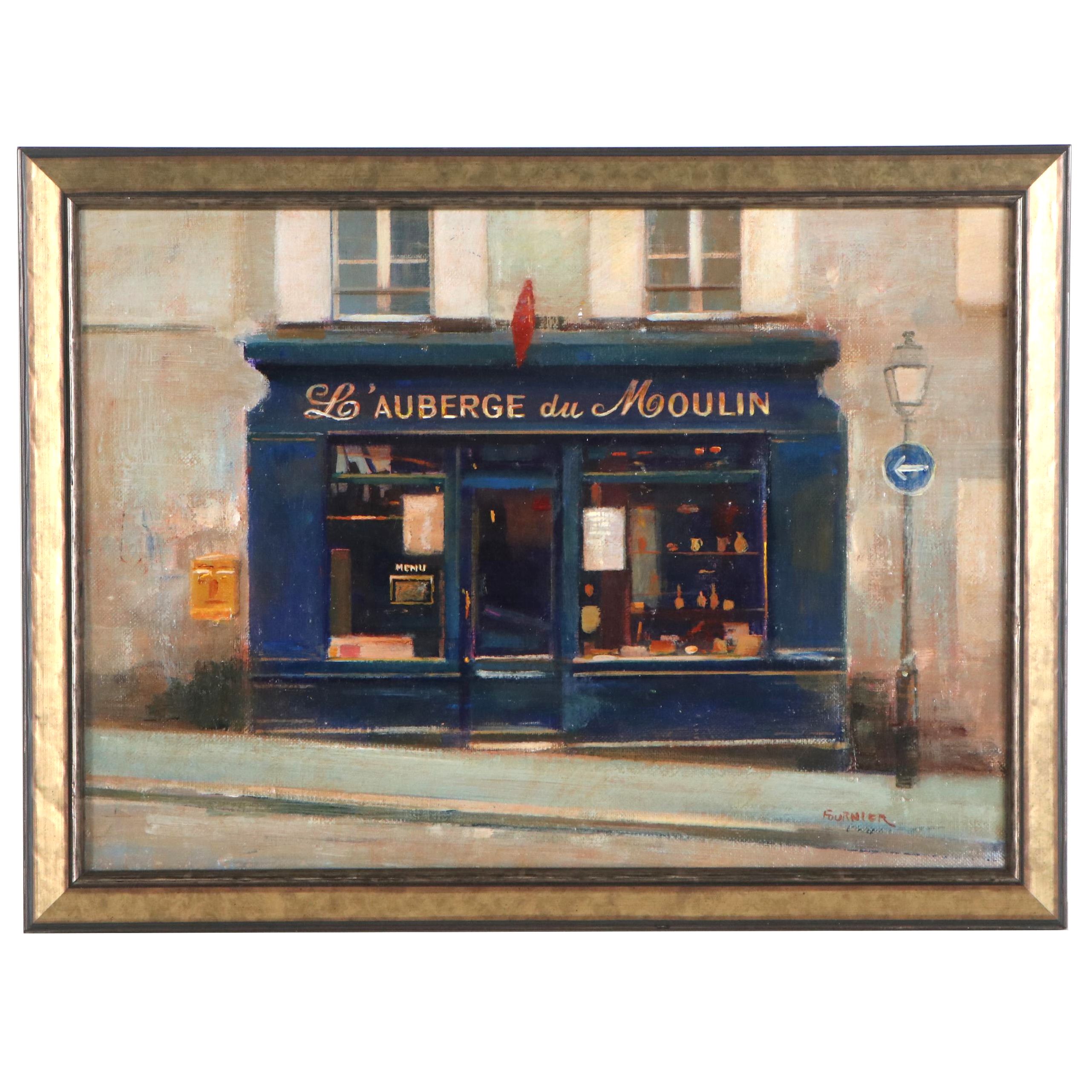 Christian Fournier Parisian Storefront Oil Painting, 20th Century