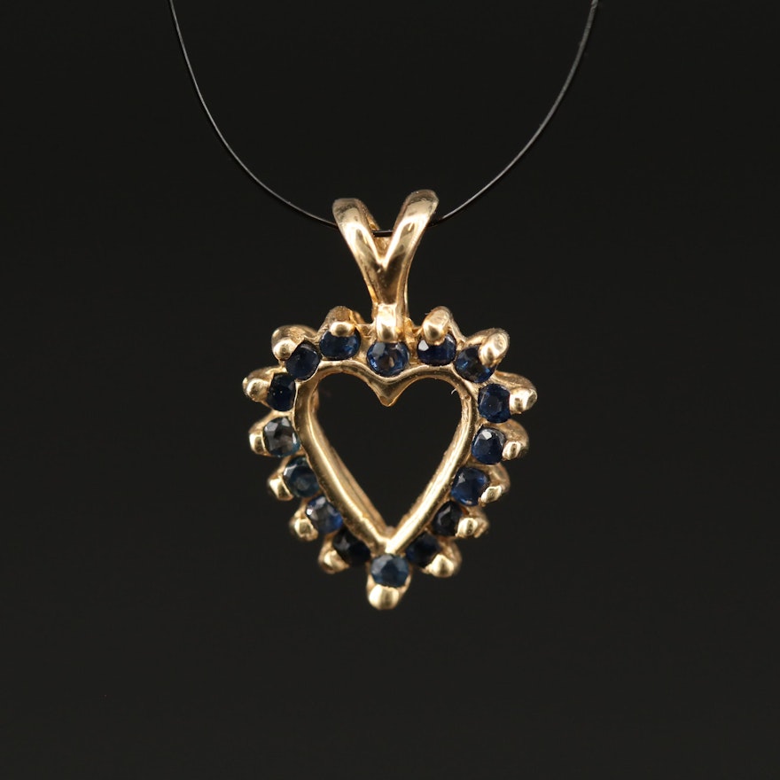 14K Sapphire Heart Pendant