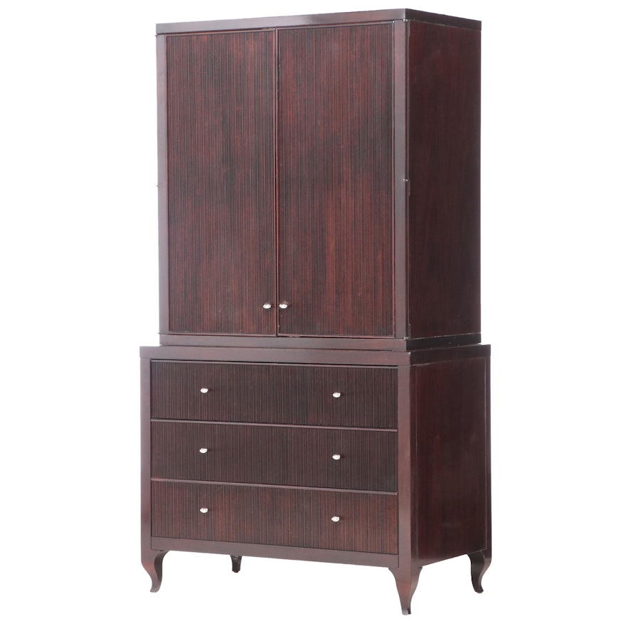 Barbara Barry for Baker Furniture Espresso Finish Two-Piece Media Cabinet