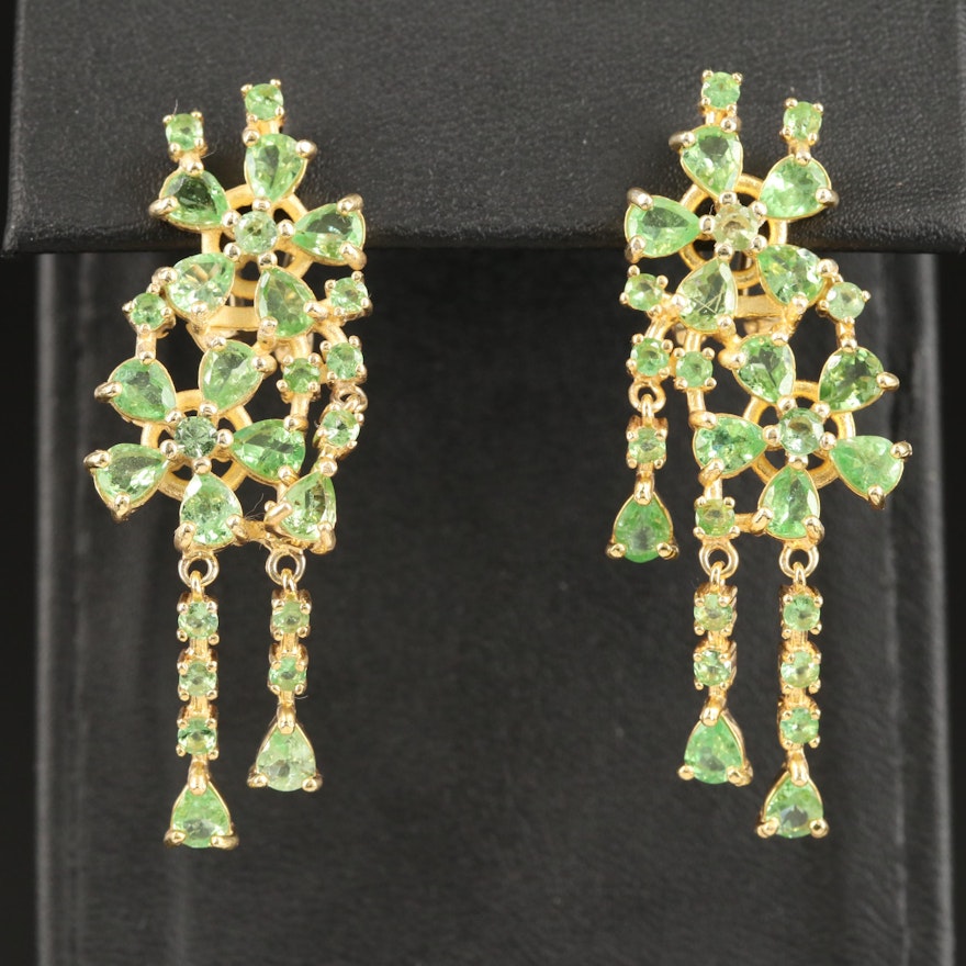 Sterling Silver Diopside Dangle Earrings