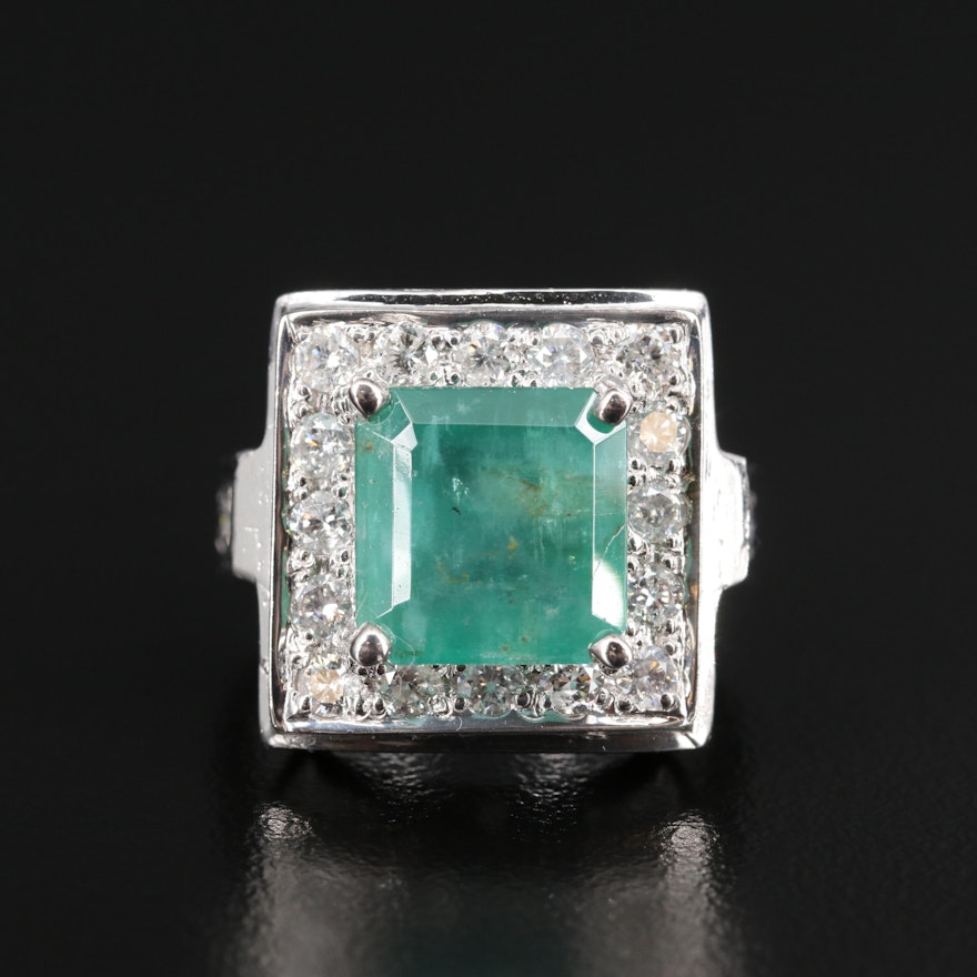 14K 3.54 CT Emerald and 1.10 CTW Diamond Ring