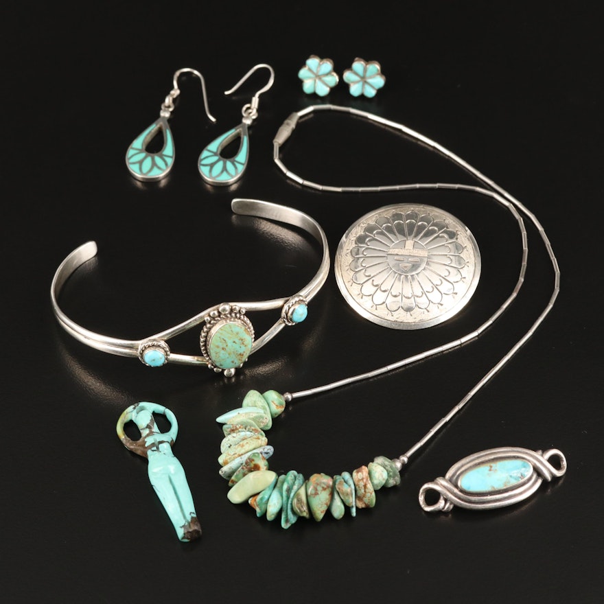 Southwestern Sterling Silver Turquoise Assorted Jewelry