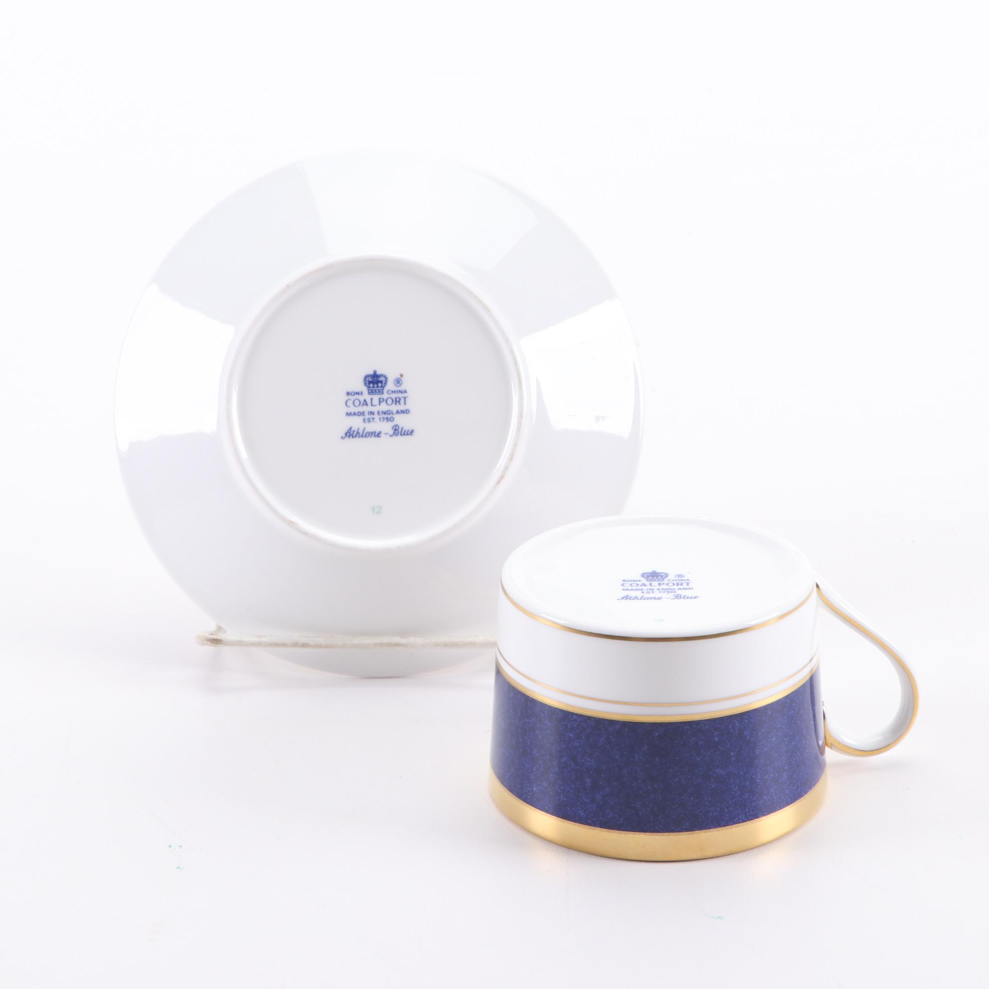 Coalport "Athlone Blue" Bone China Dinnerware Service for Eight, 1970–1993