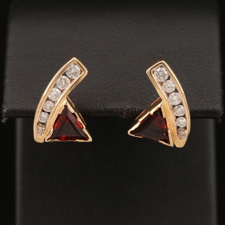 14K Garnet and Diamond Earrings