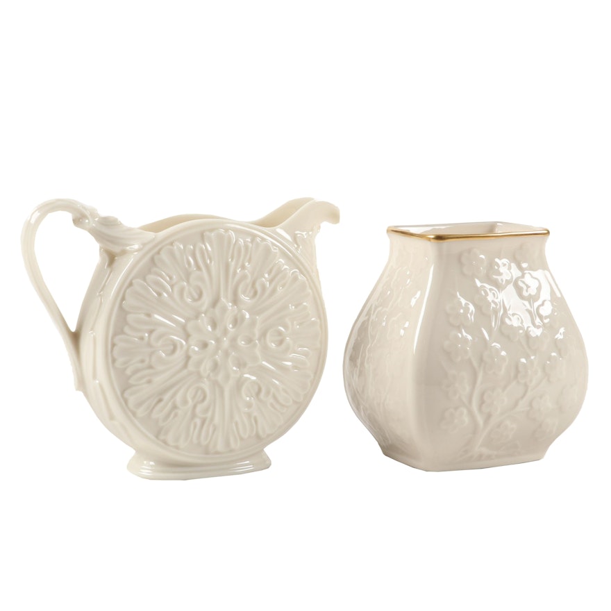 Lenox "Woodland Collection" Porcelain Pitcher and Other Vase, 1983–1999