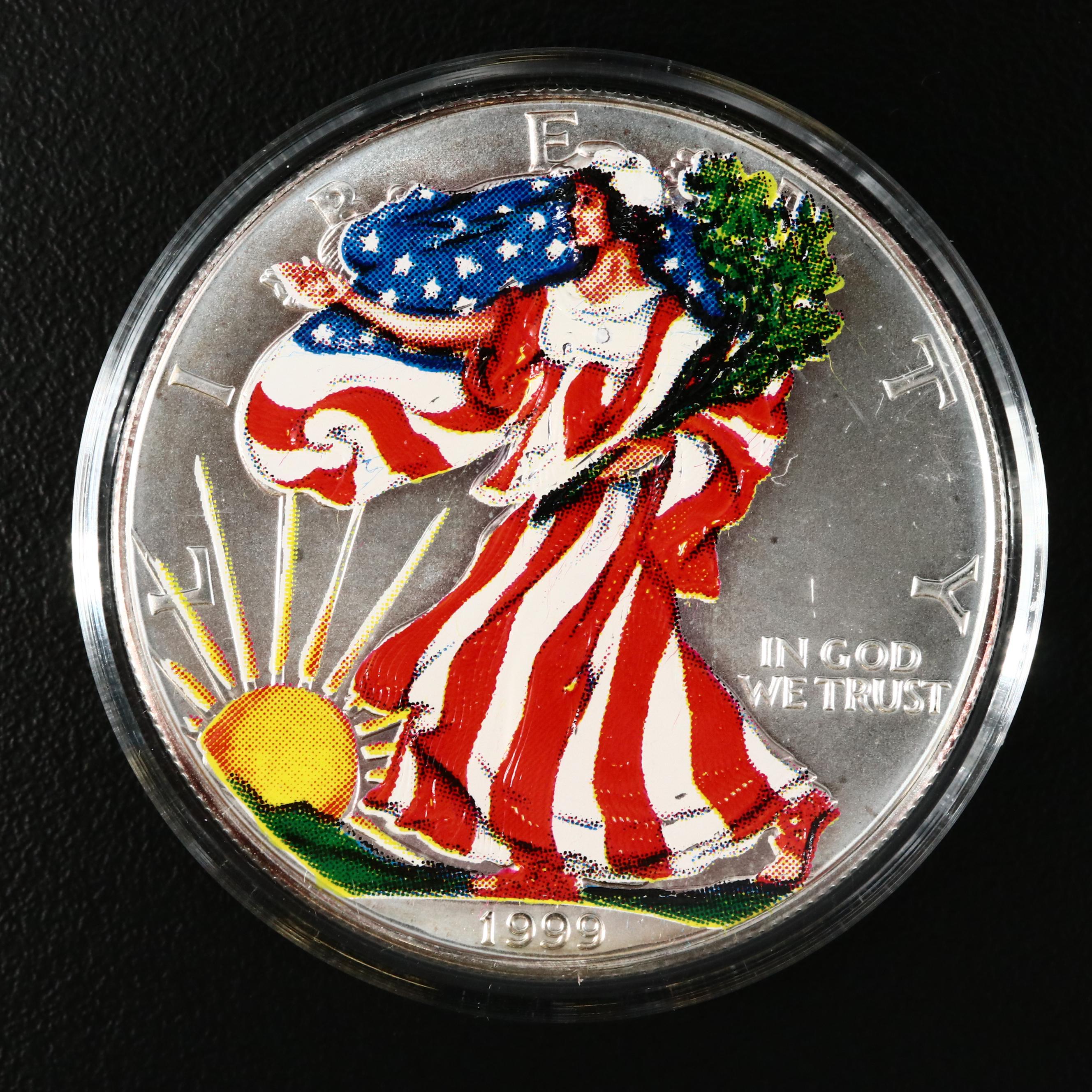 Colorized 1999 American Silver Eagle One Dollar Coin