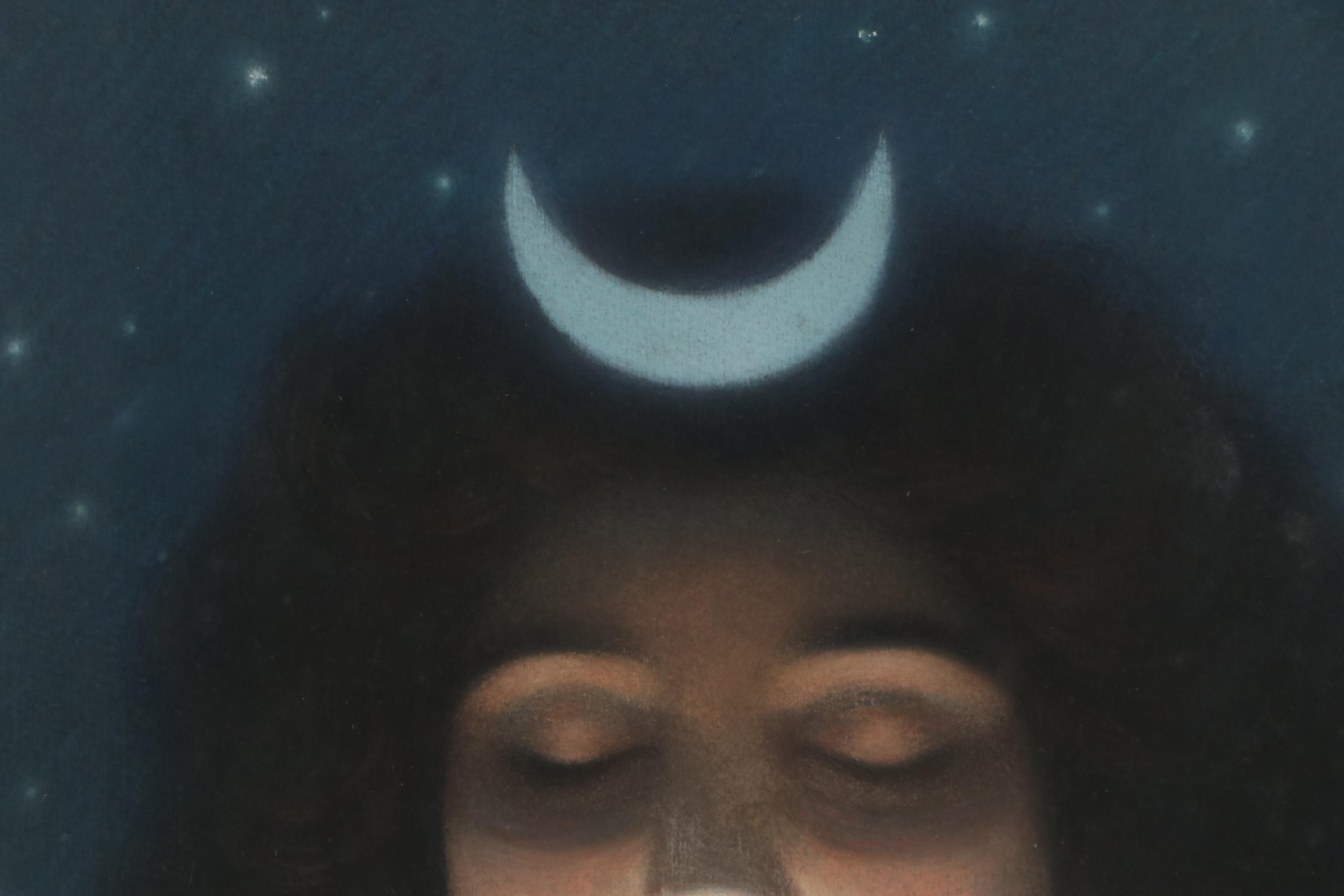 Giovanni Caldana Surrealist Pastel Drawing of Female Nude, Early-20th Century