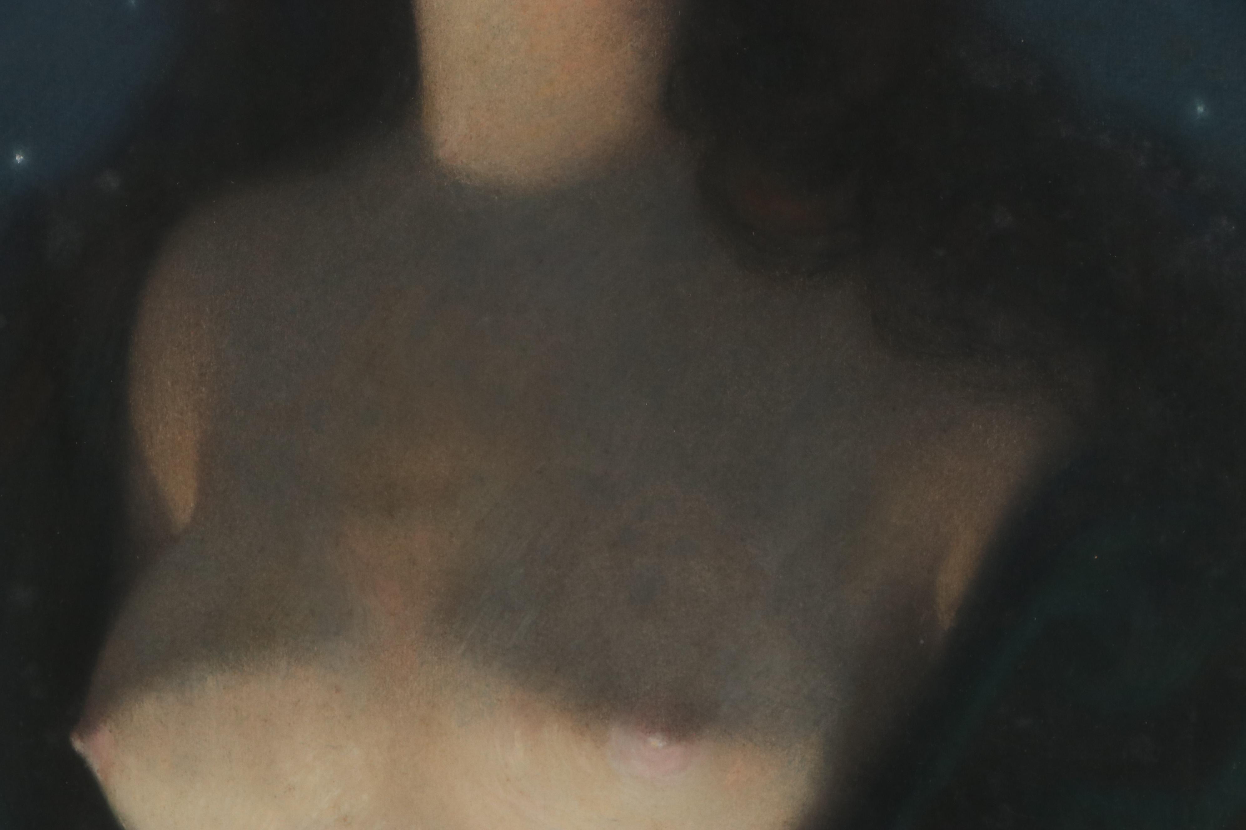 Giovanni Caldana Surrealist Pastel Drawing of Female Nude, Early-20th Century