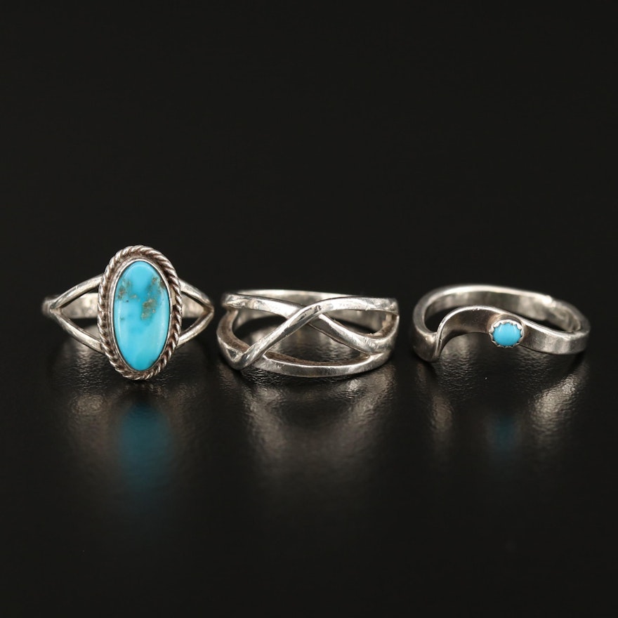 Tom H. Begay Navajo Diné Sterling Silver Turquoise with Southwestern Style Rings