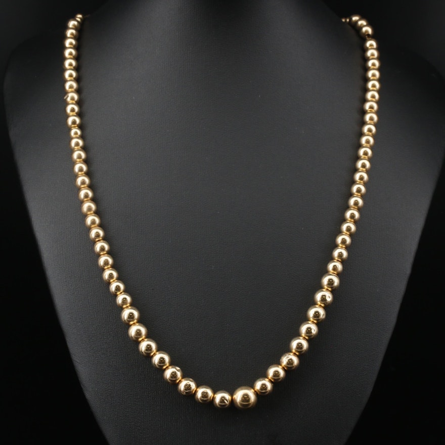 14K Graduated Bead Necklace