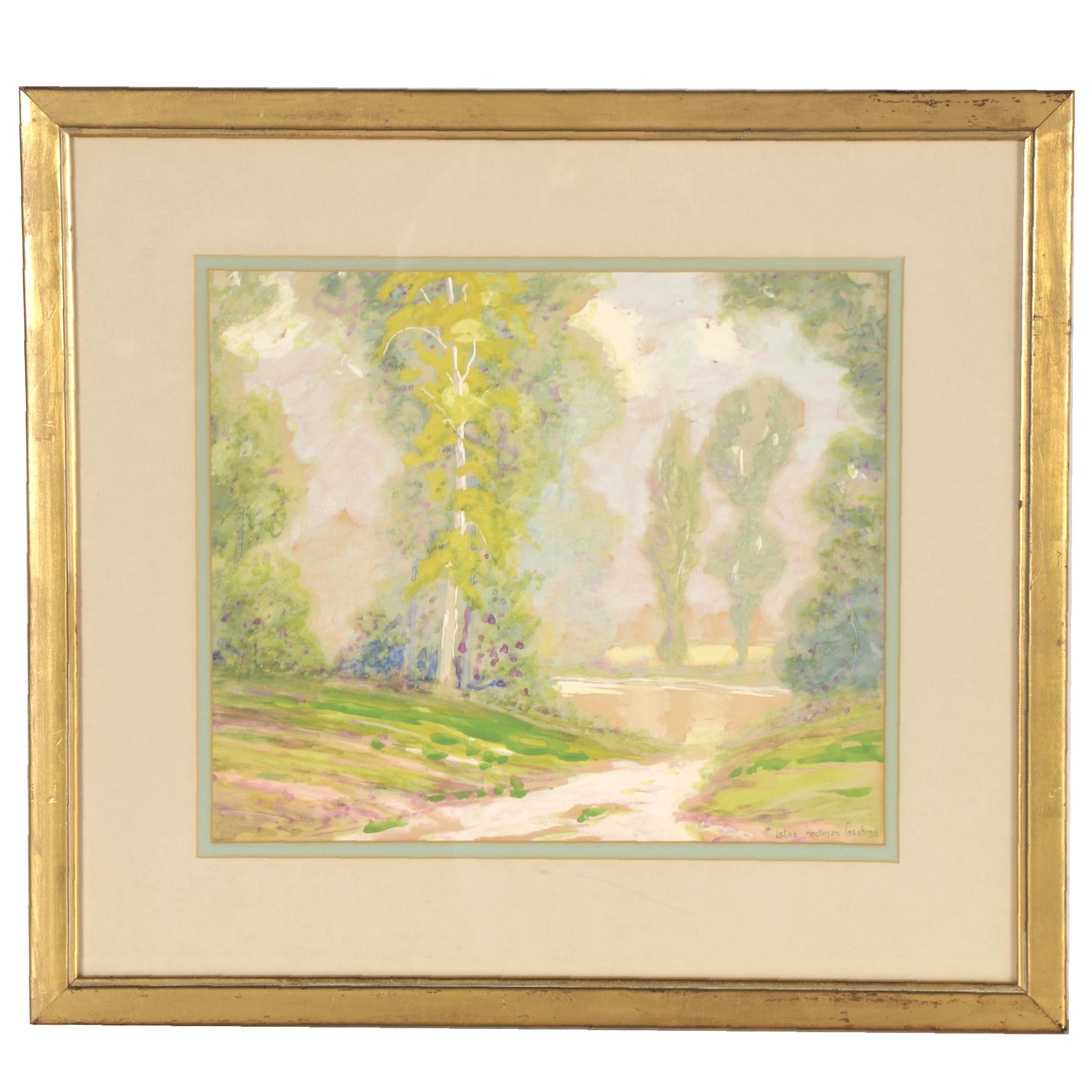 Letha Gaskins Impressionist Style Watercolor Landscape Painting