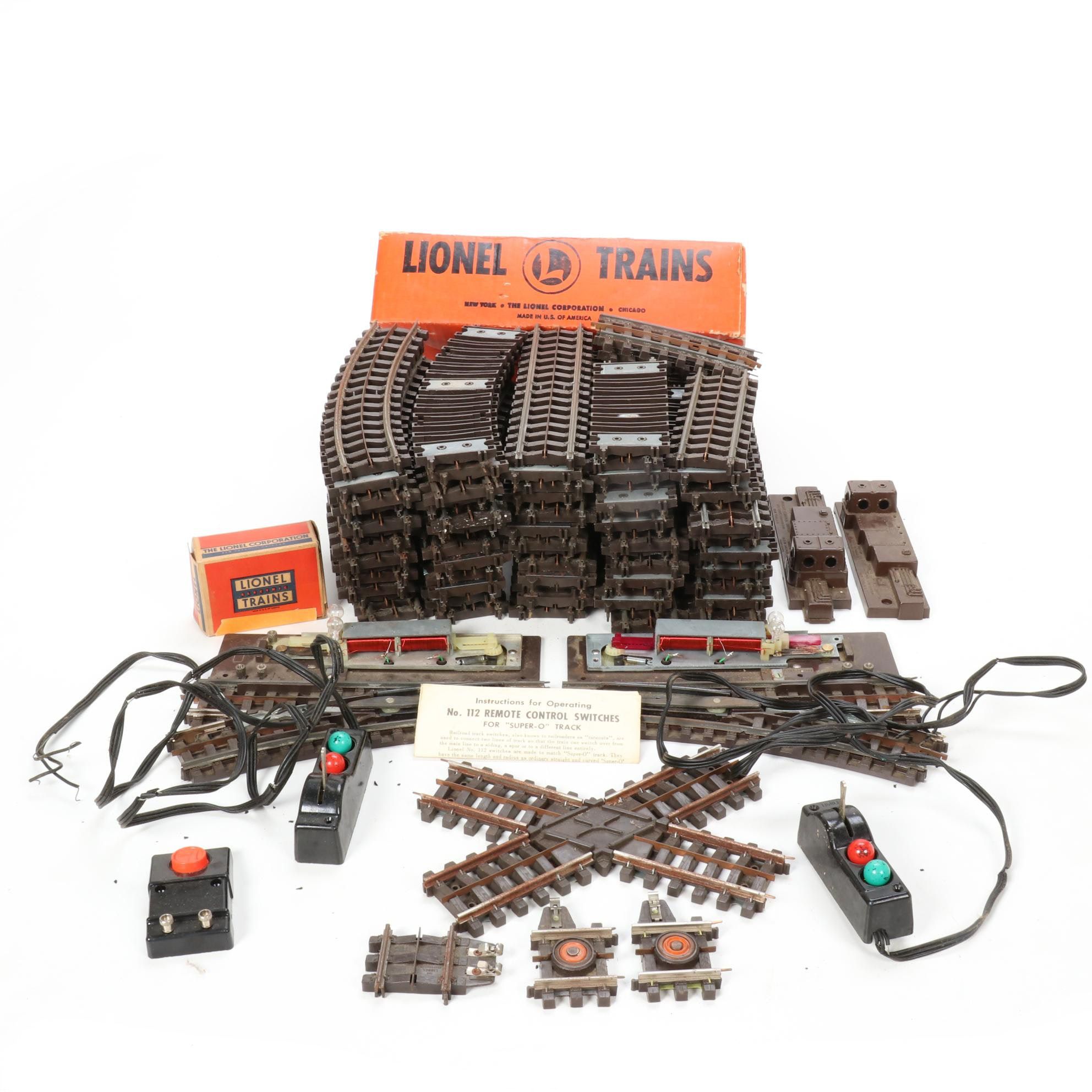 Lionel O Scale 3 Rail "Super O" Track with Remote Switches, Mid-20th Century